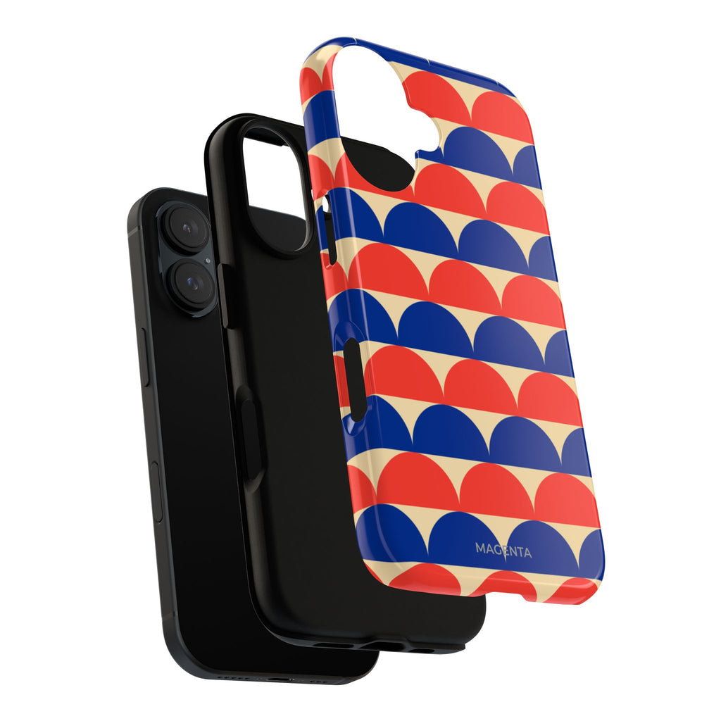 Half-Circles Blue-Red on Cream Tough Case