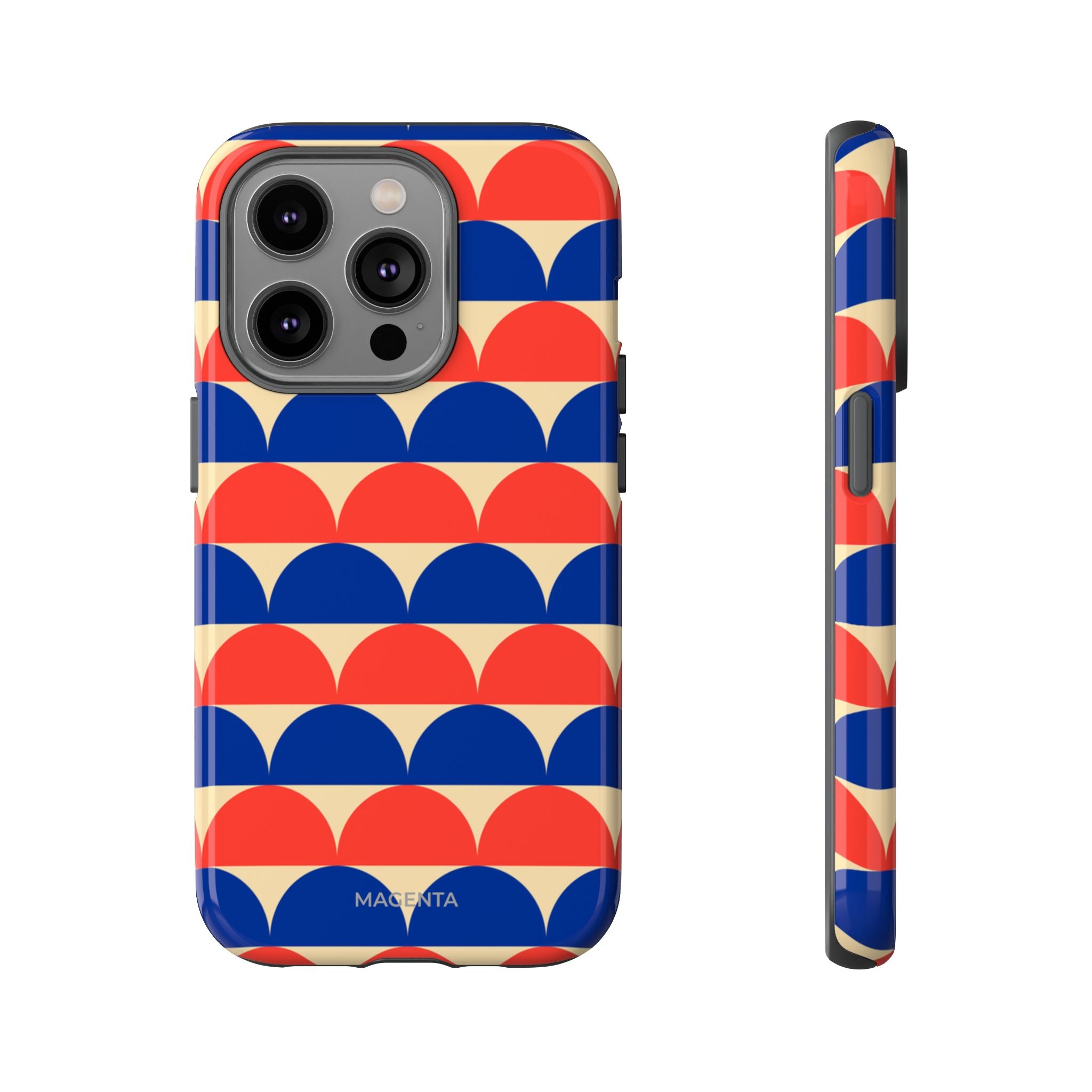 Half-Circles Blue-Red on Cream Tough Case
