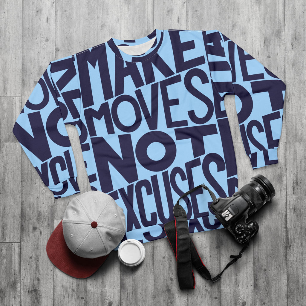 Make No Excuses Unisex Sweatshirt – Fitness Apparel - Blue