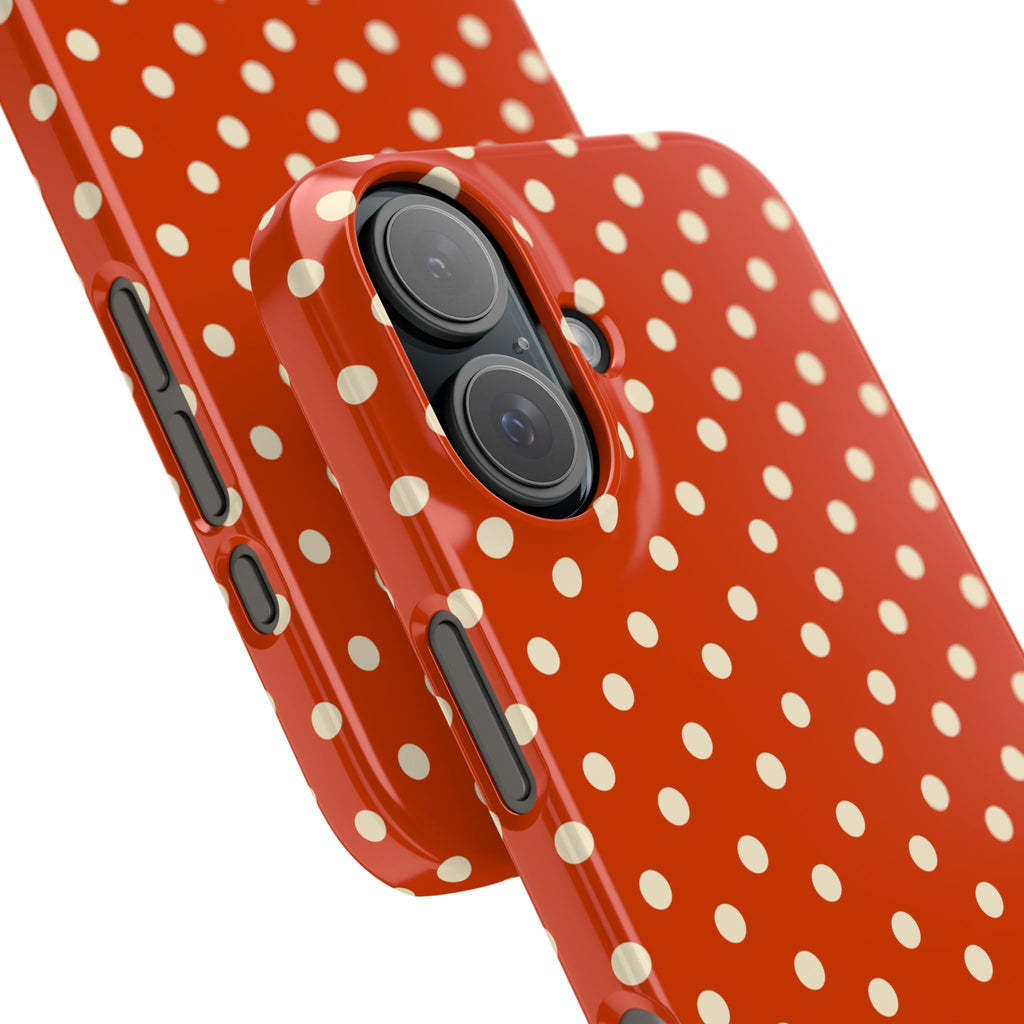Cream on Dark Orange Red Polka Dot Snap Case