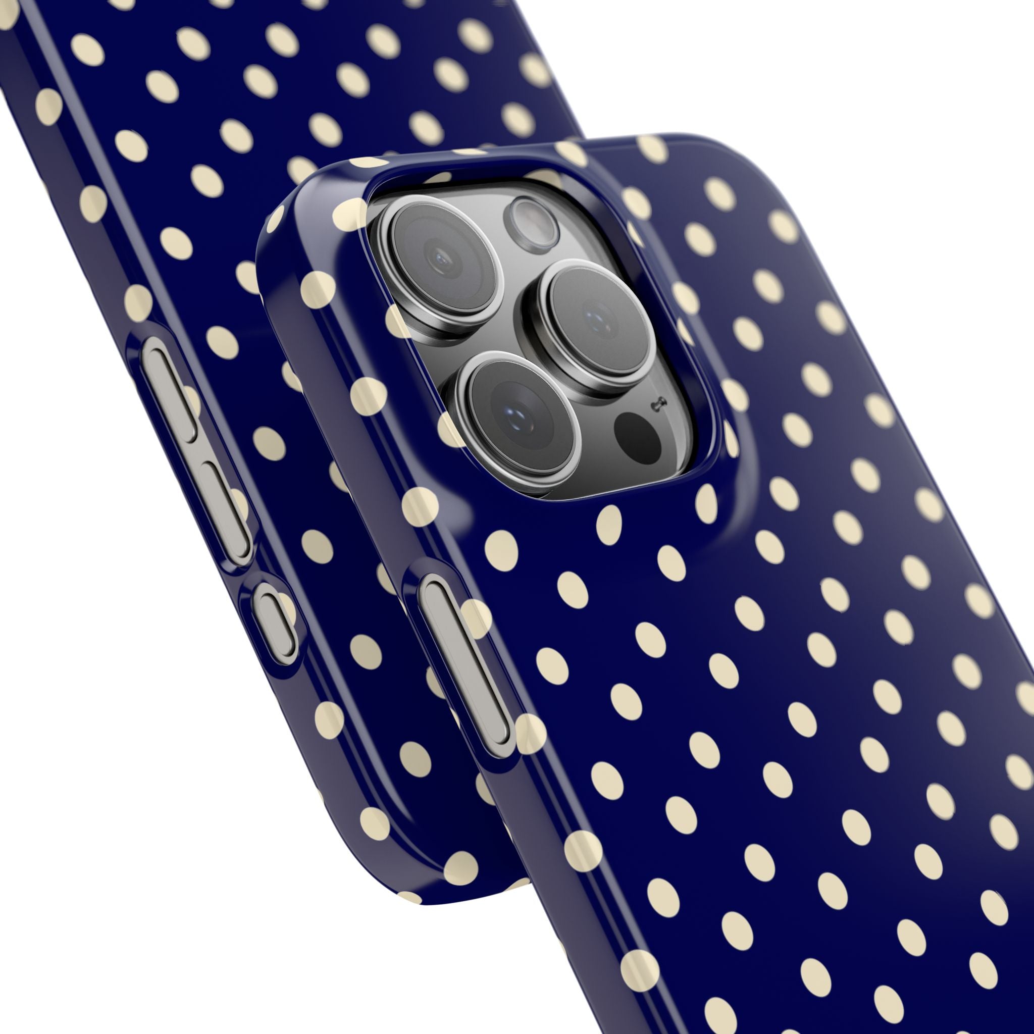 Cream on Navy Polka Dot Snap Case
