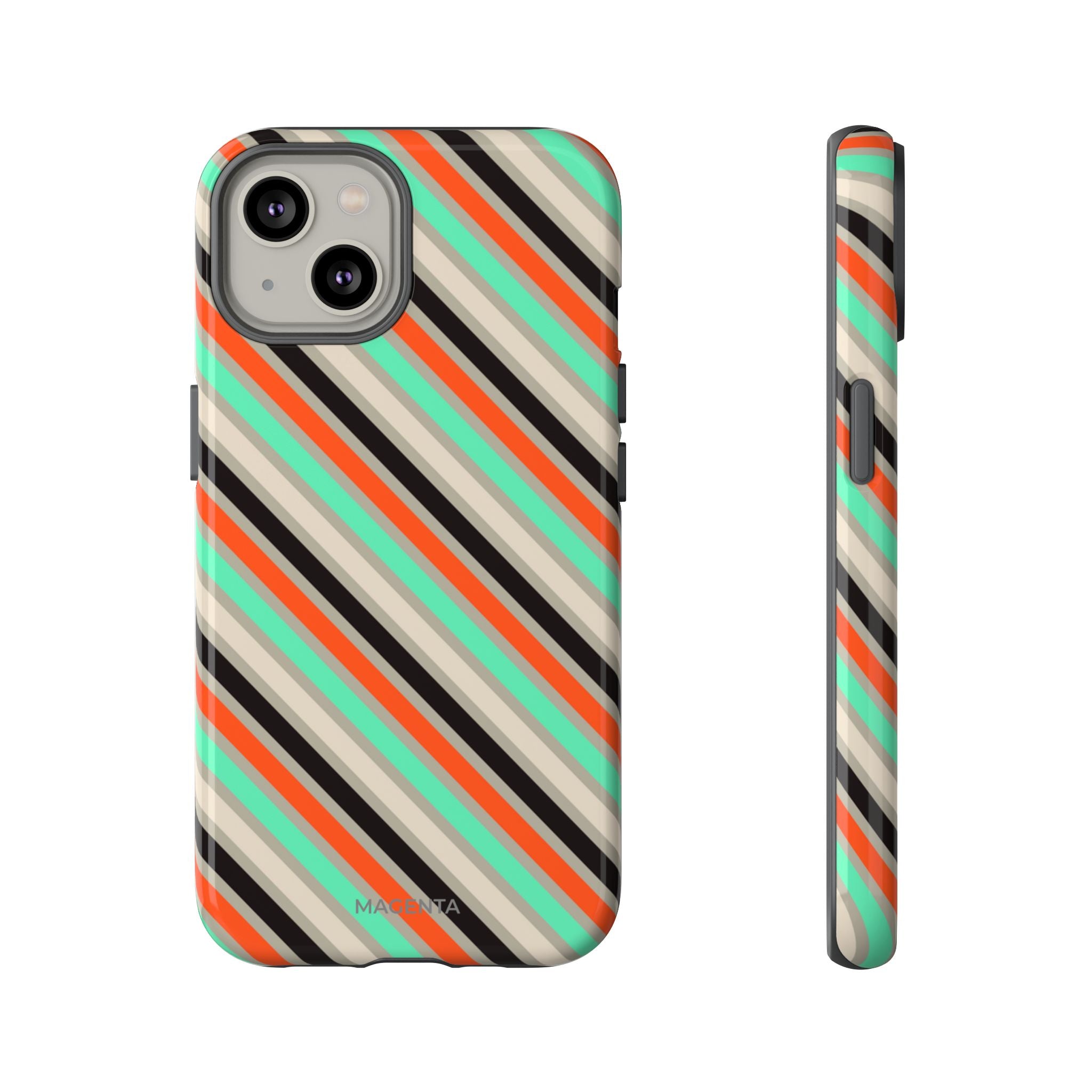 Mint-Coral Stripes Tough Case
