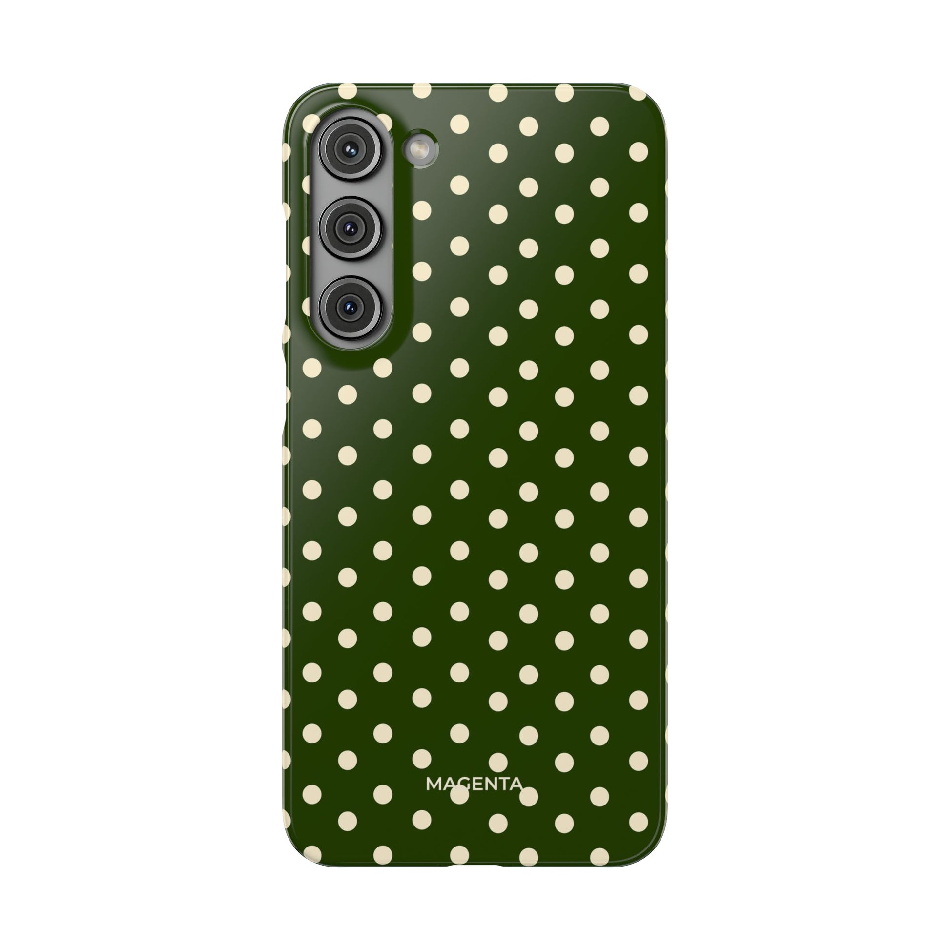 Cream On Dark Olive Polka Dot Snap Case