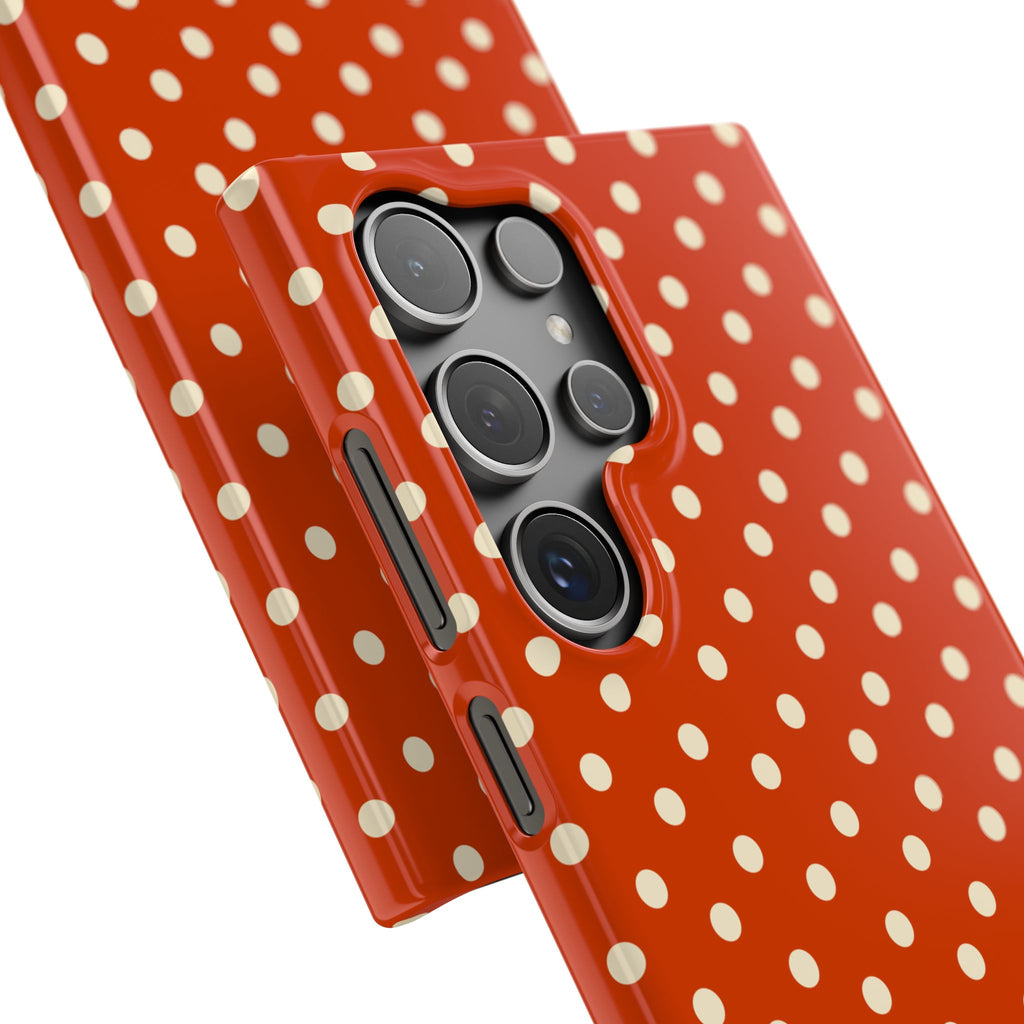 Cream On Dark Orange Red Polka Dot Snap Case