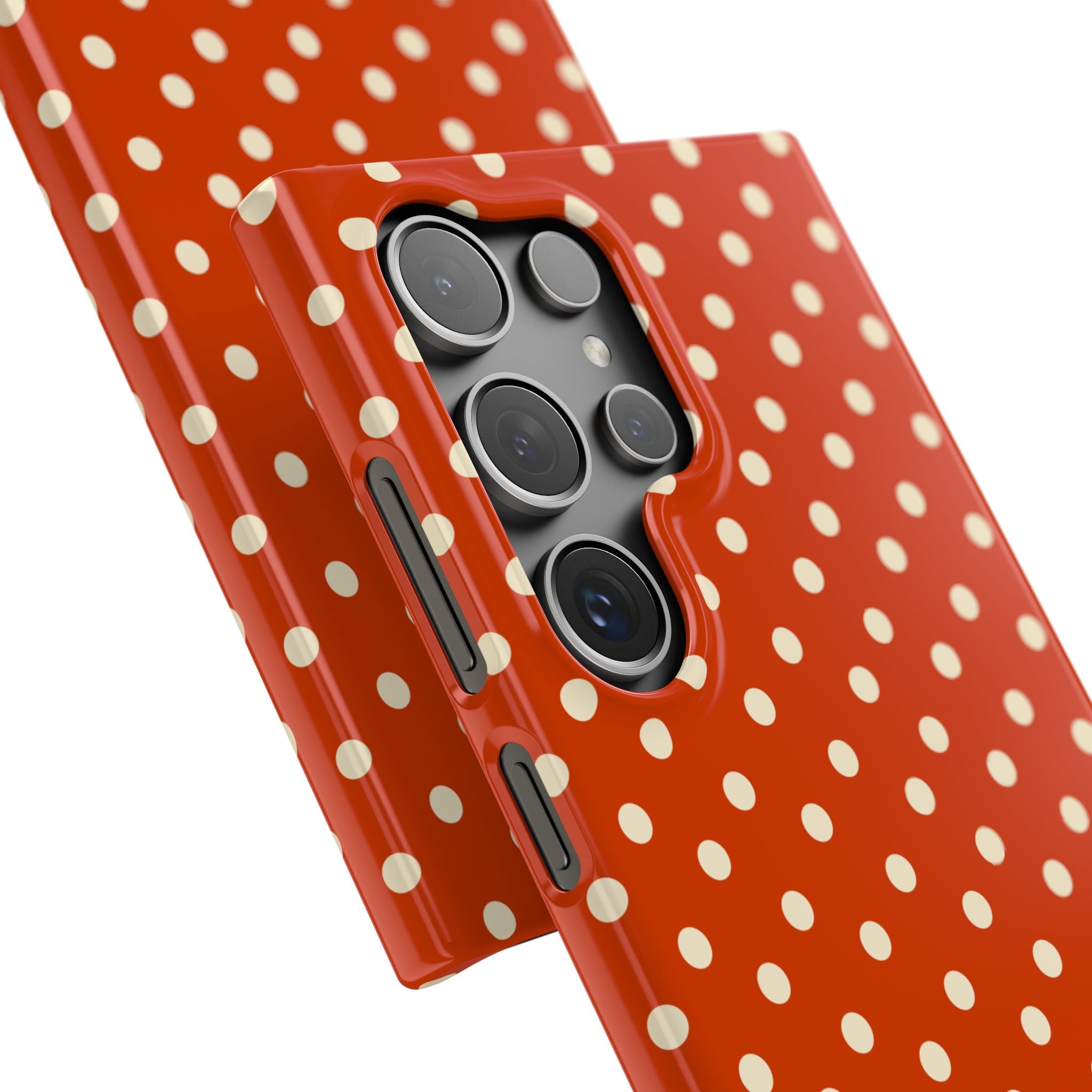 Cream On Dark Orange Red Polka Dot Snap Case