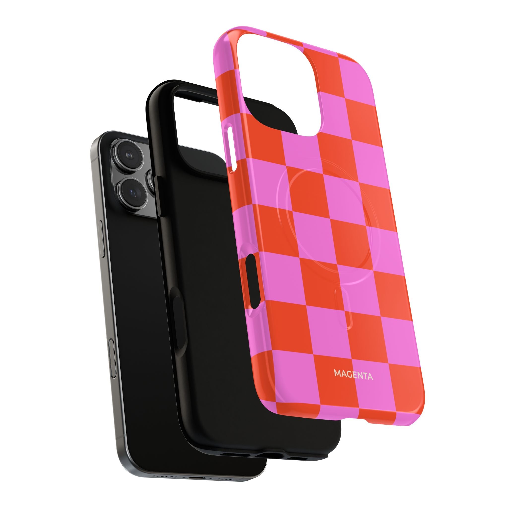 Pink & Orange Checkmate Tough Mag Case