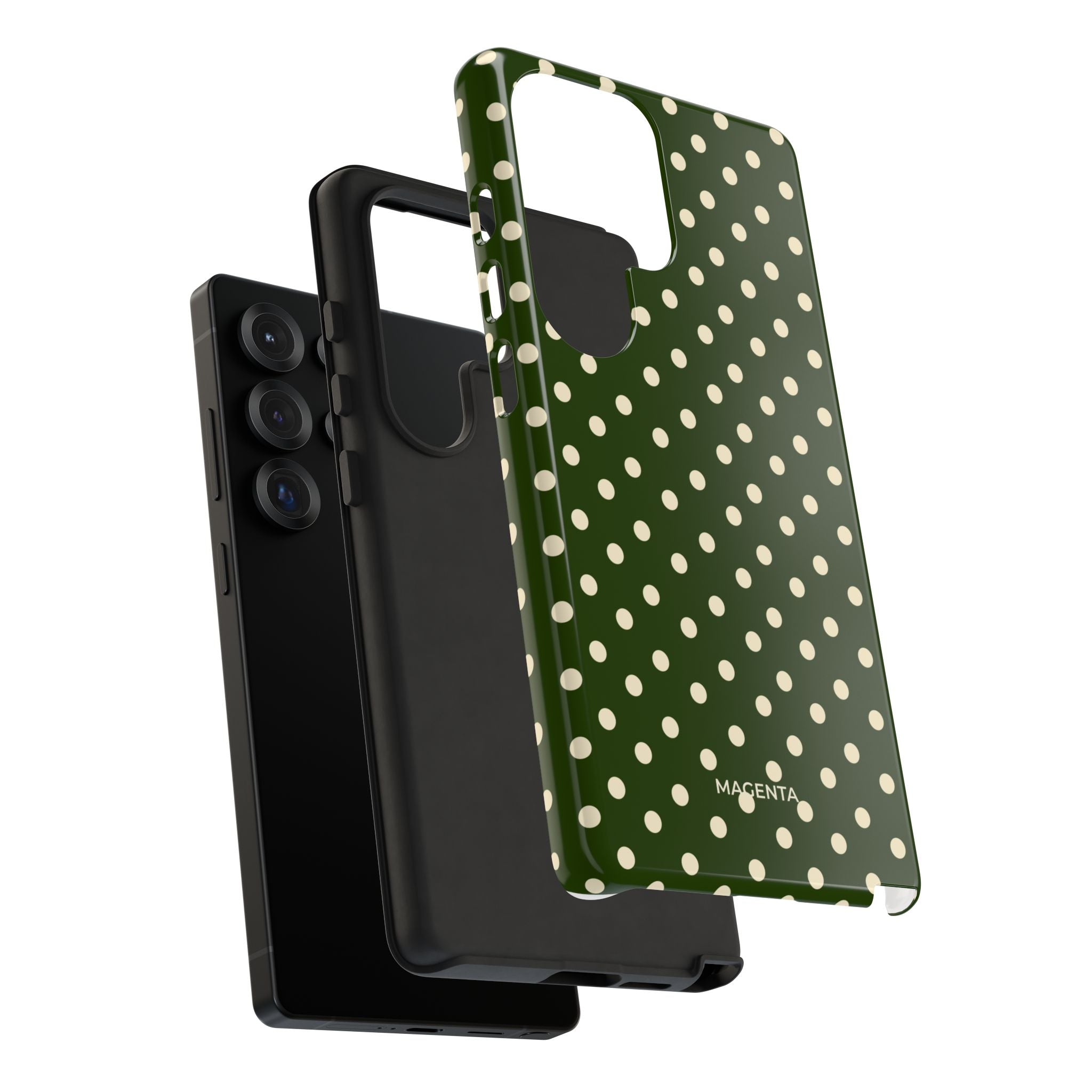 Cream On Dark Olive Polka Dot Tough Case