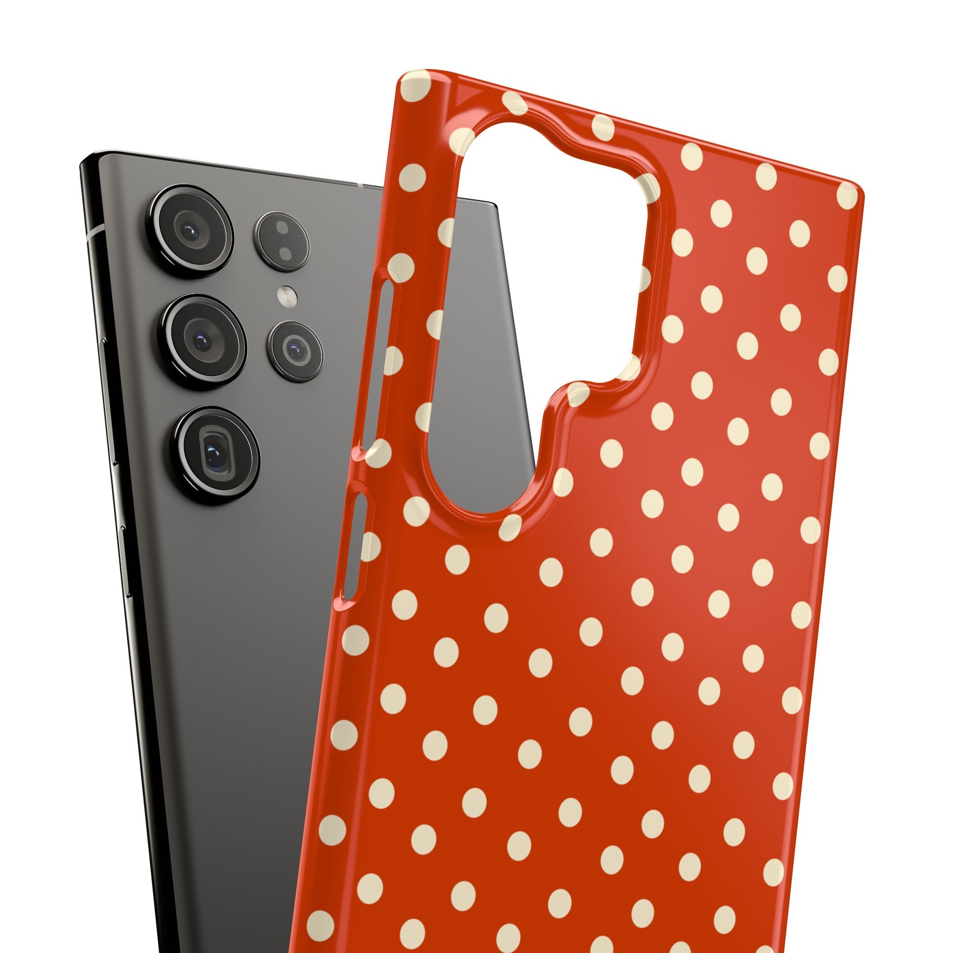 Cream On Dark Orange Red Polka Dot Snap Case