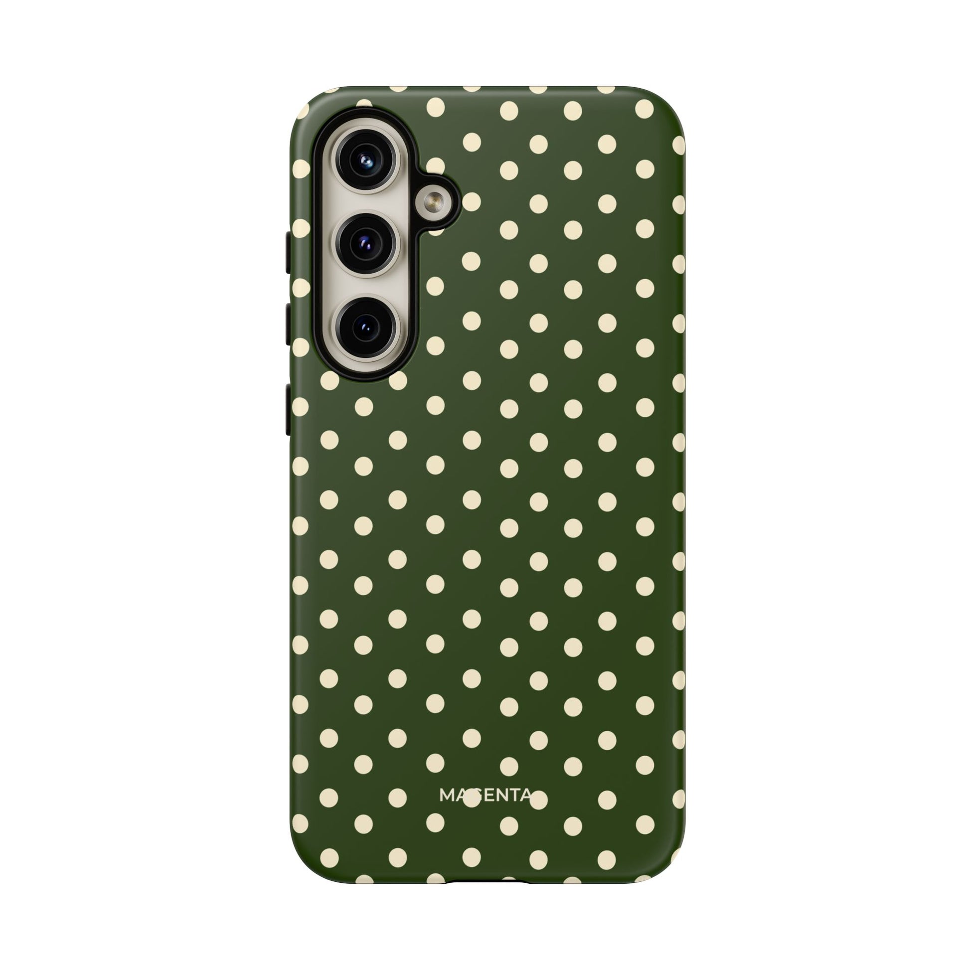 Cream On Dark Olive Polka Dot Tough Case