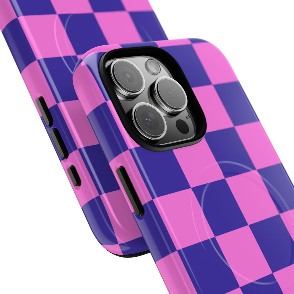 Pink & Blue Checkmate Tough Mag Case
