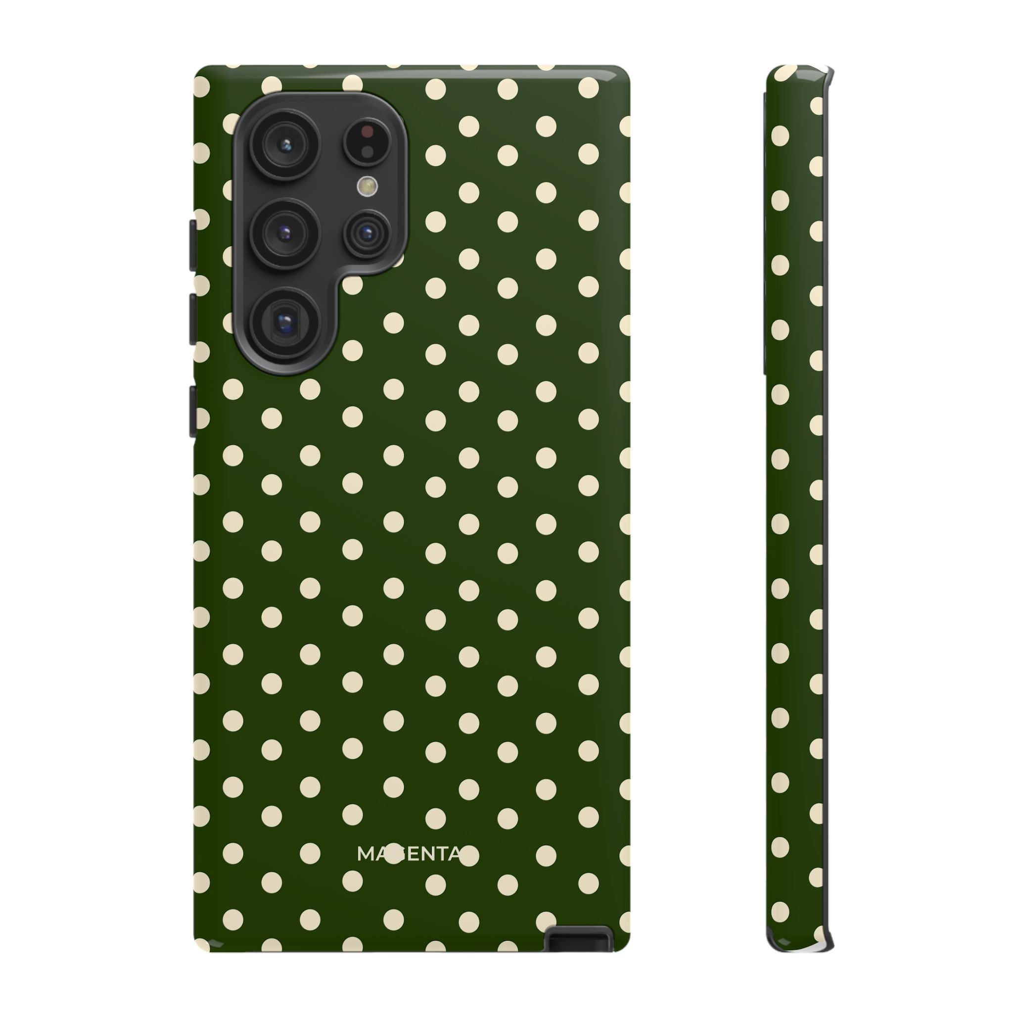Cream On Dark Olive Polka Dot Tough Case