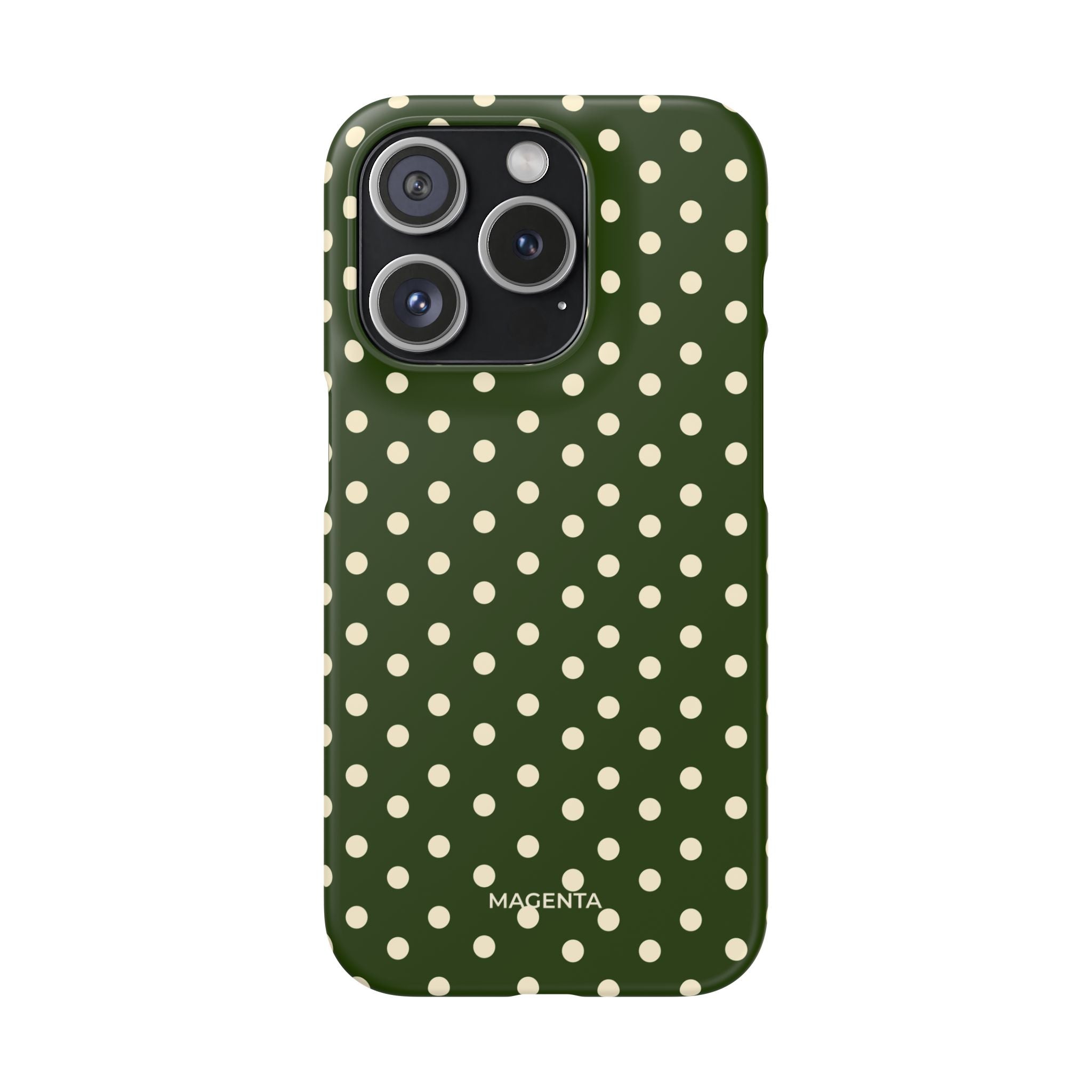 Cream on Dark Olive Polka Dot Snap Case