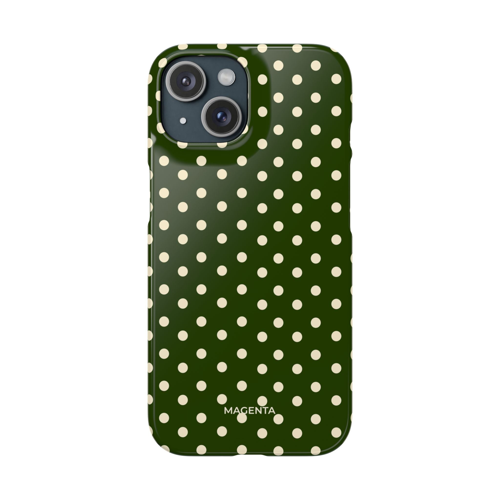 Cream on Dark Olive Polka Dot Snap Case