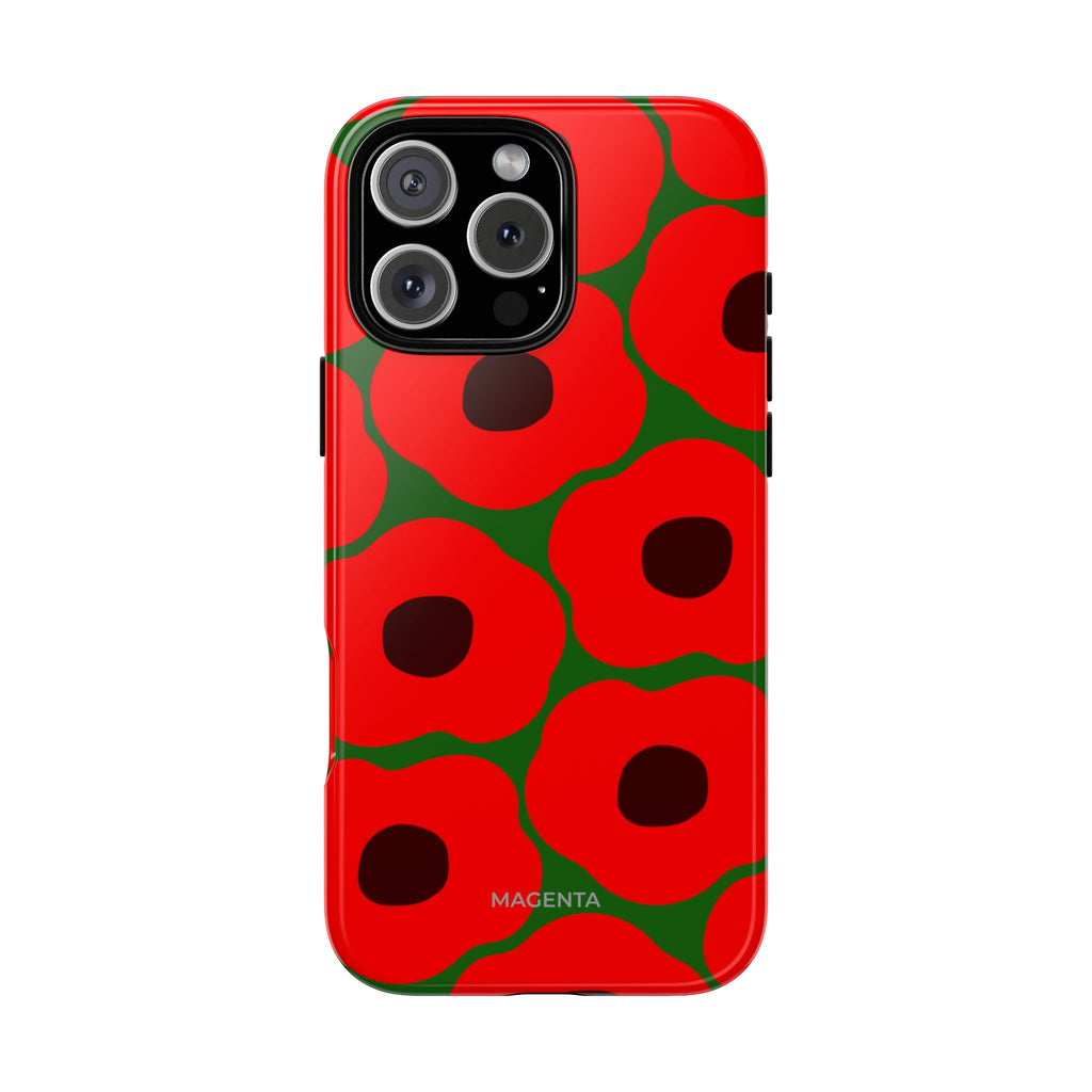 Red Poppy On Deep Green Tough Case