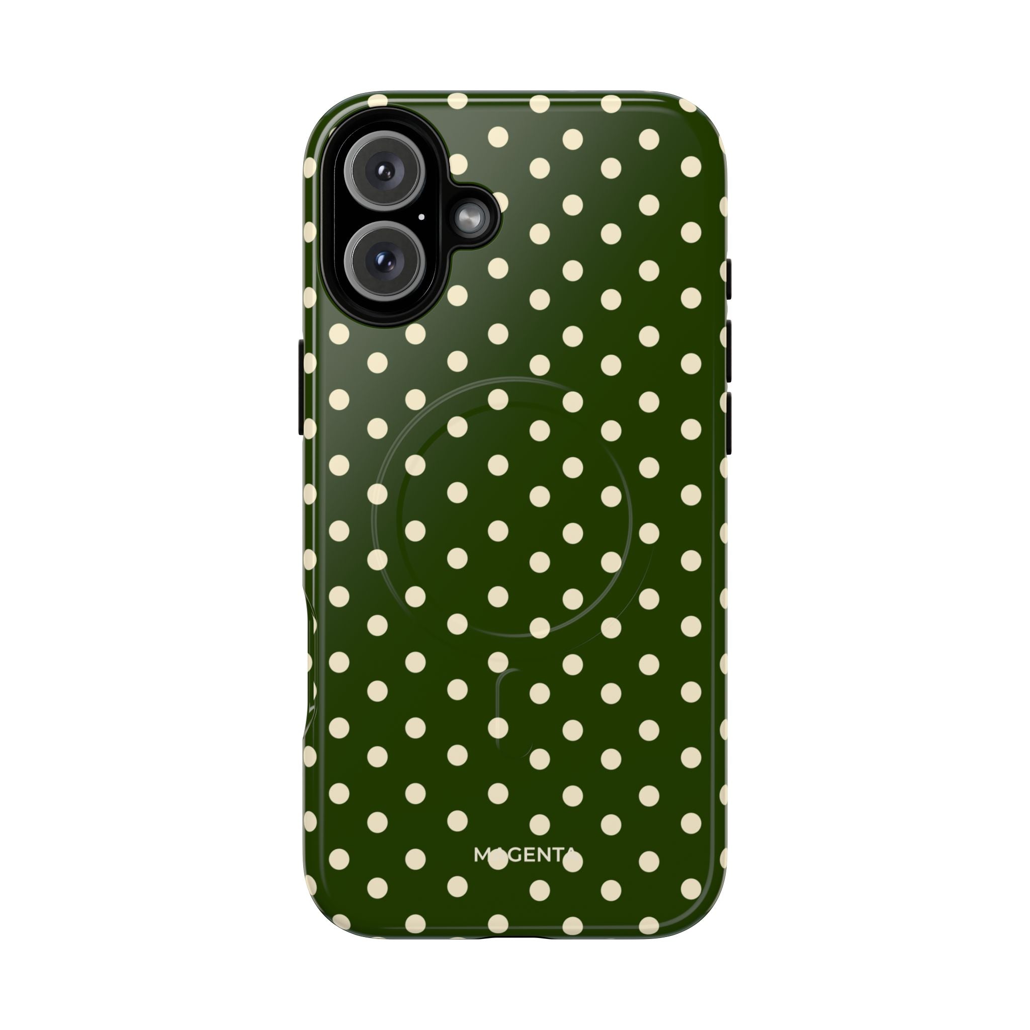 Cream On Dark Olive Tough Magnetic Case