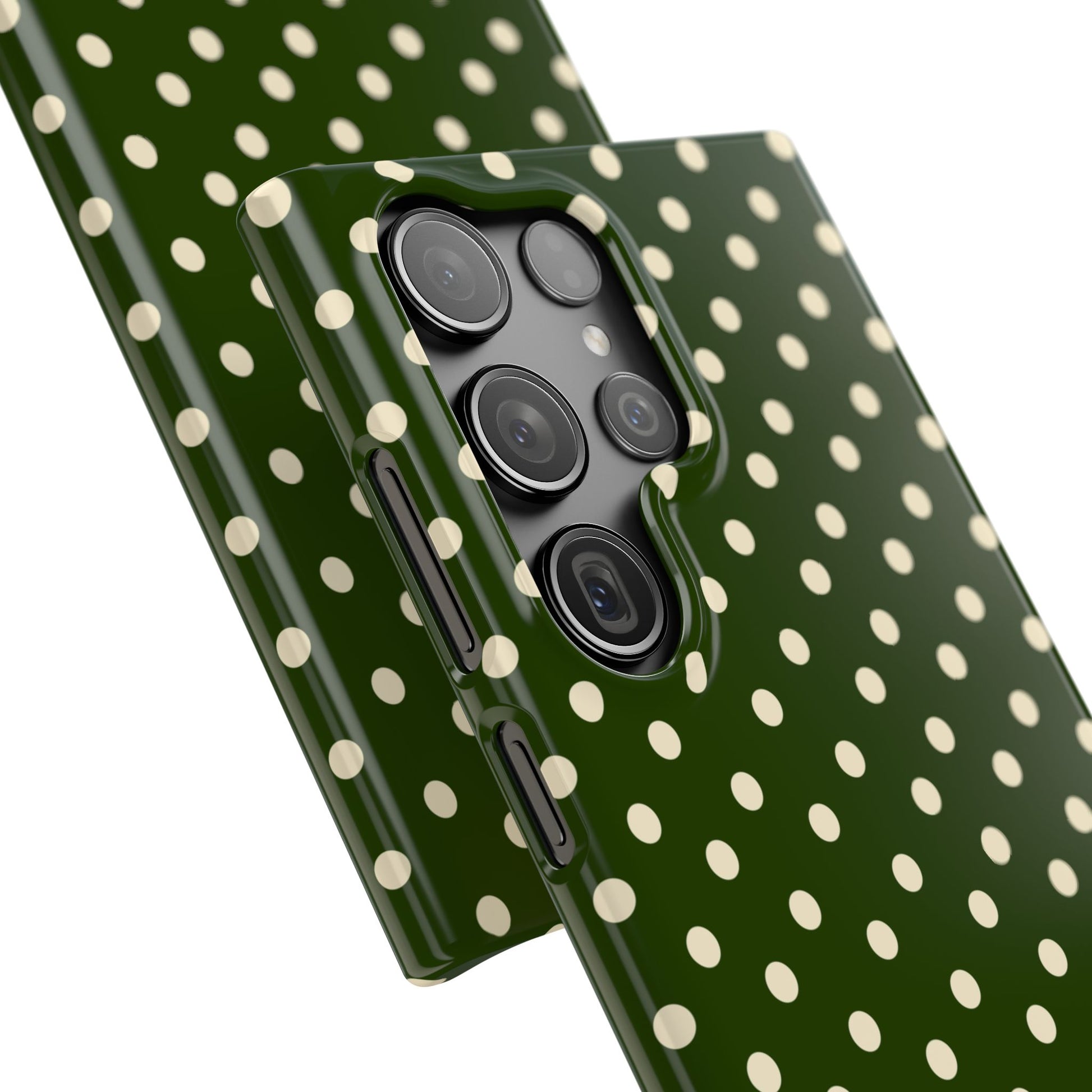Cream On Dark Olive Polka Dot Snap Case