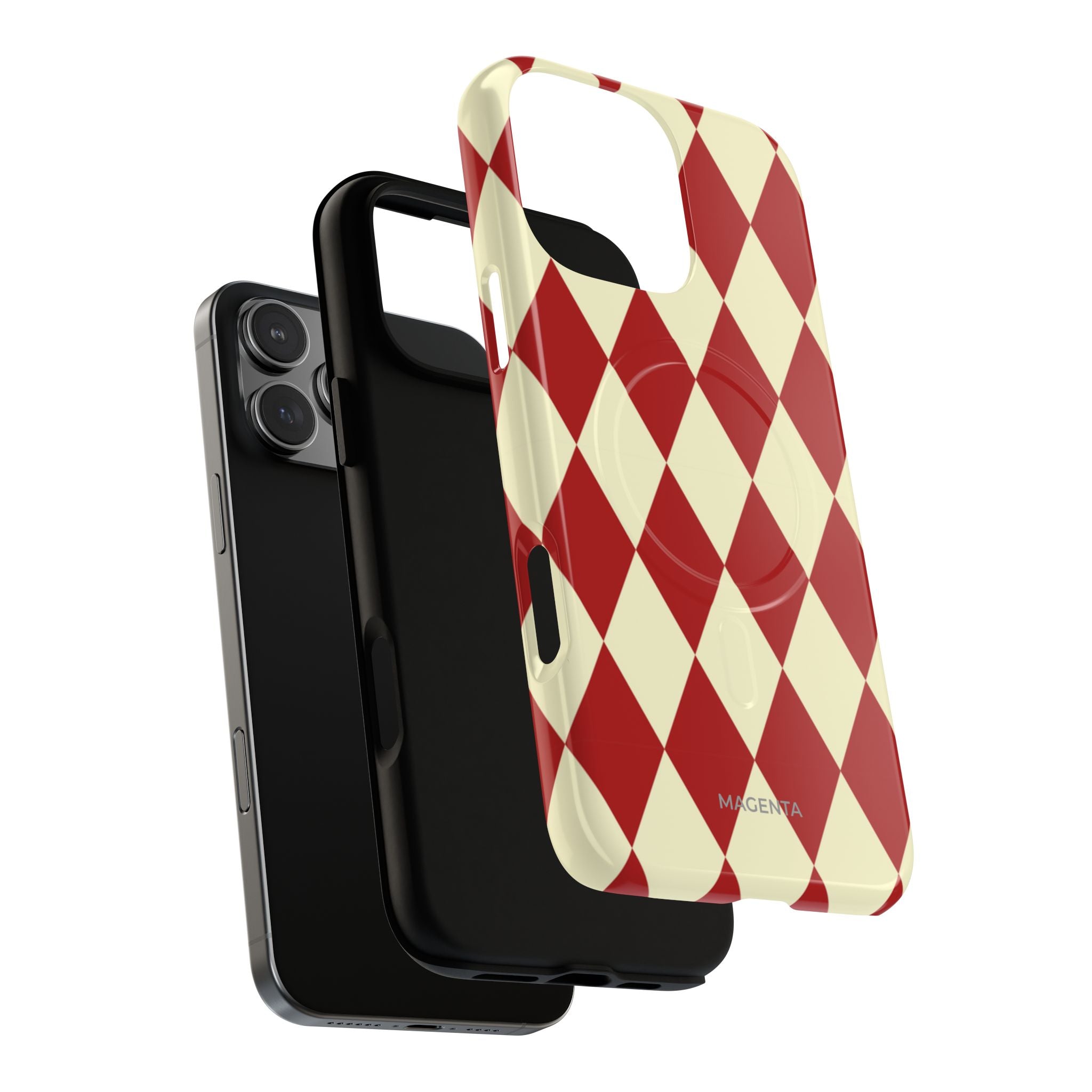 Maroon & Cream Geometric Tough Magnetic Case