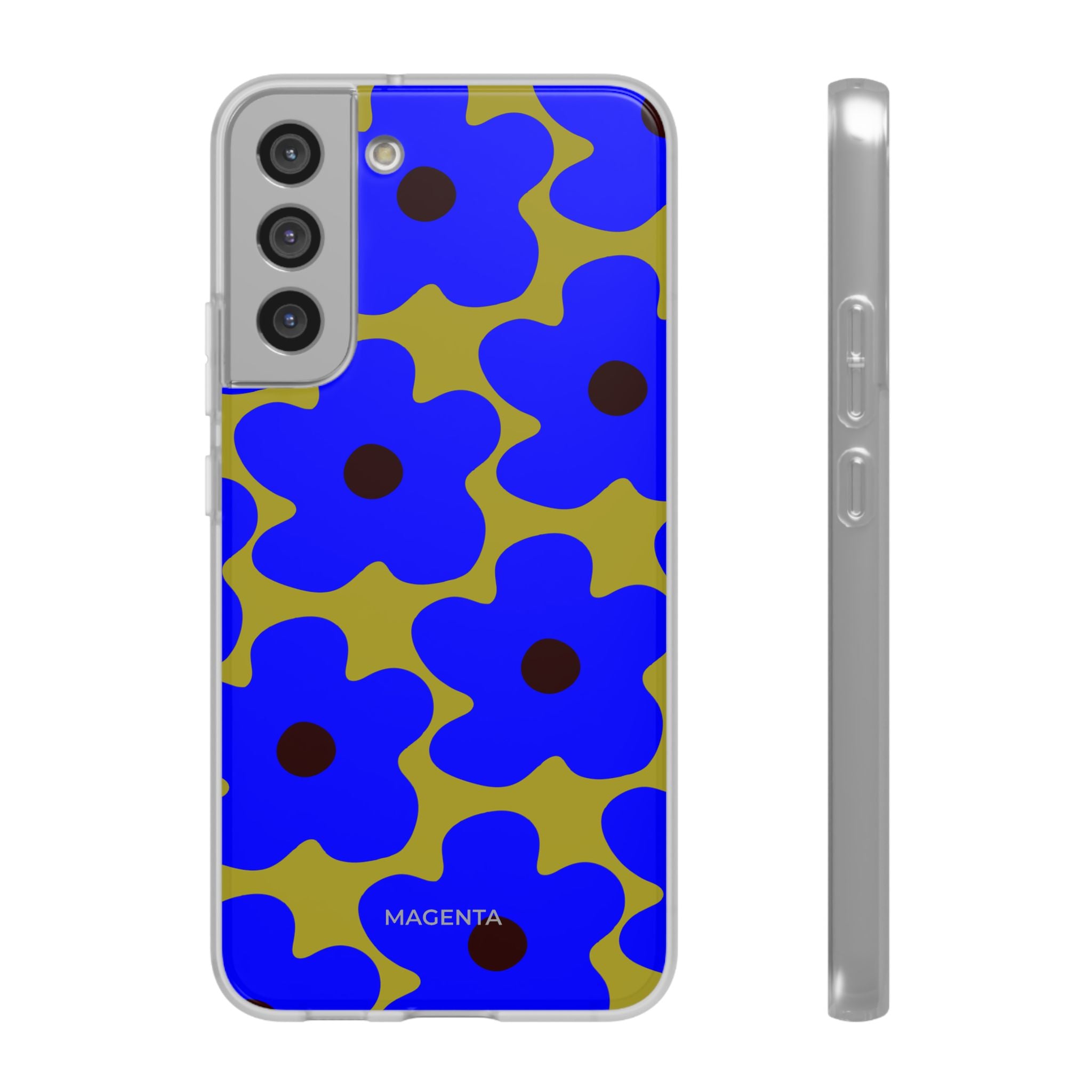Cobalt Floral On Deep Green