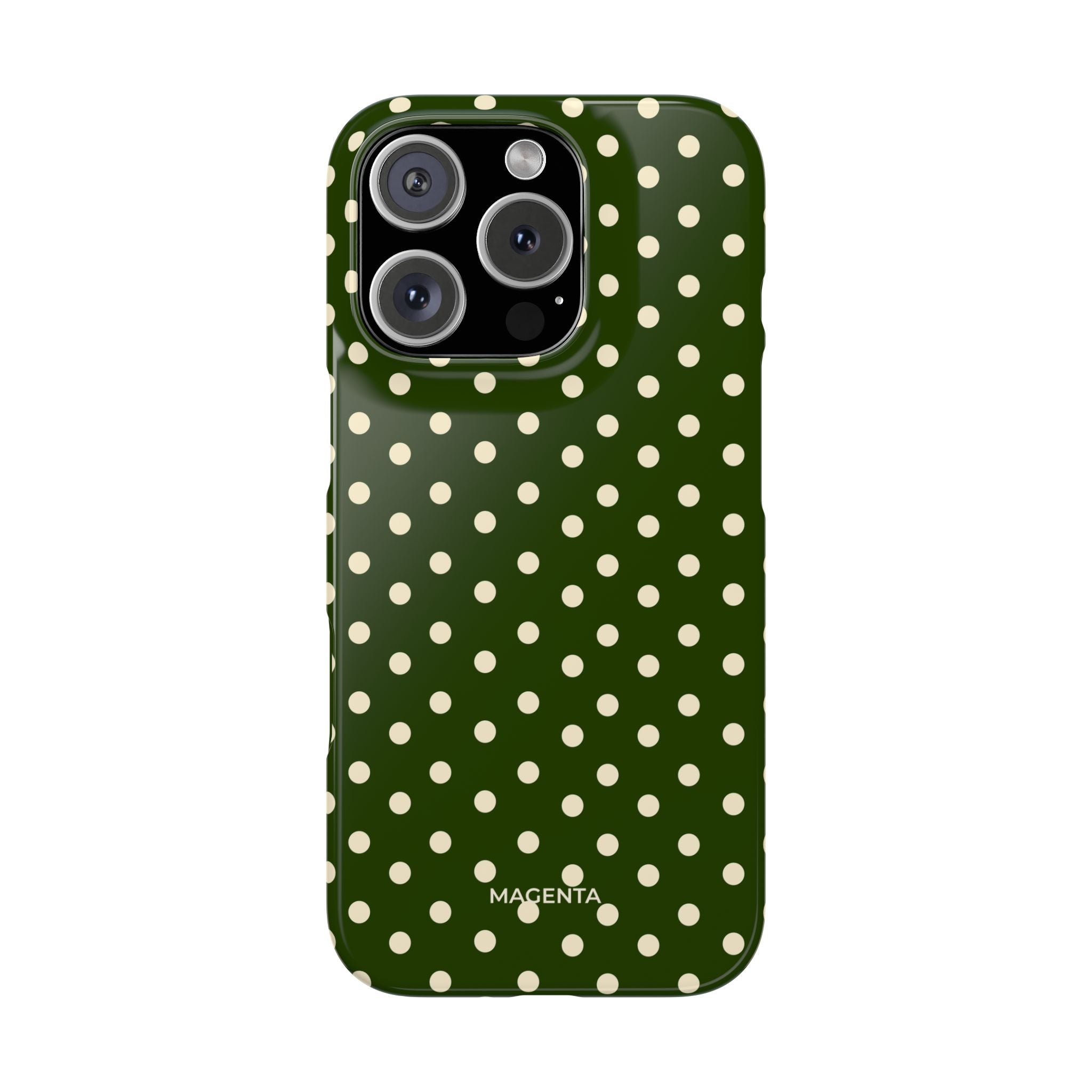 Cream on Dark Olive Polka Dot Snap Case