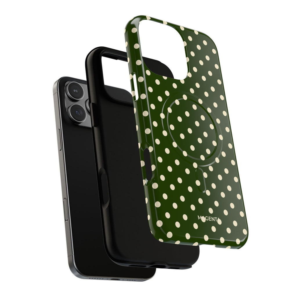 Cream On Dark Olive Tough Magnetic Case