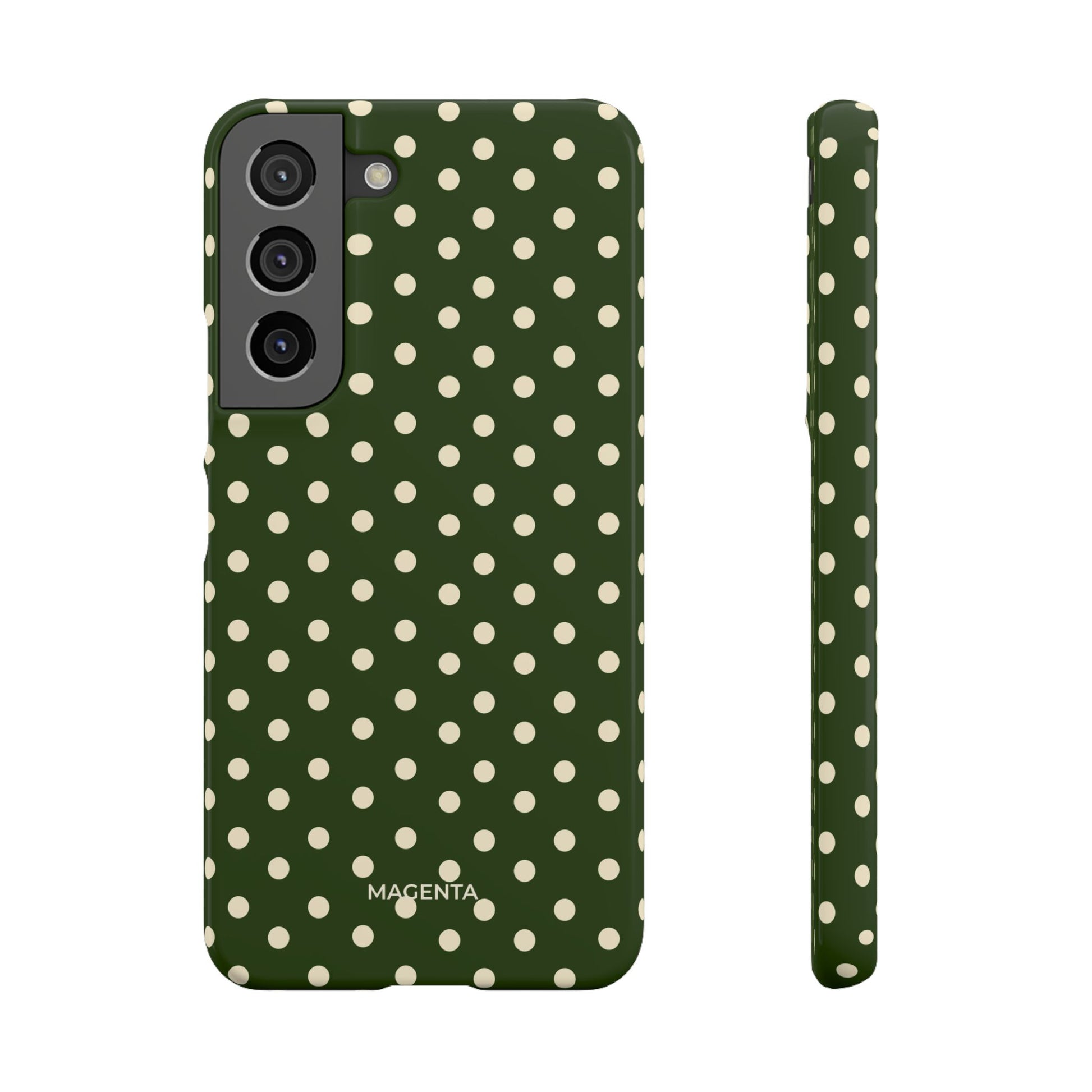 Cream On Dark Olive Polka Dot Snap Case