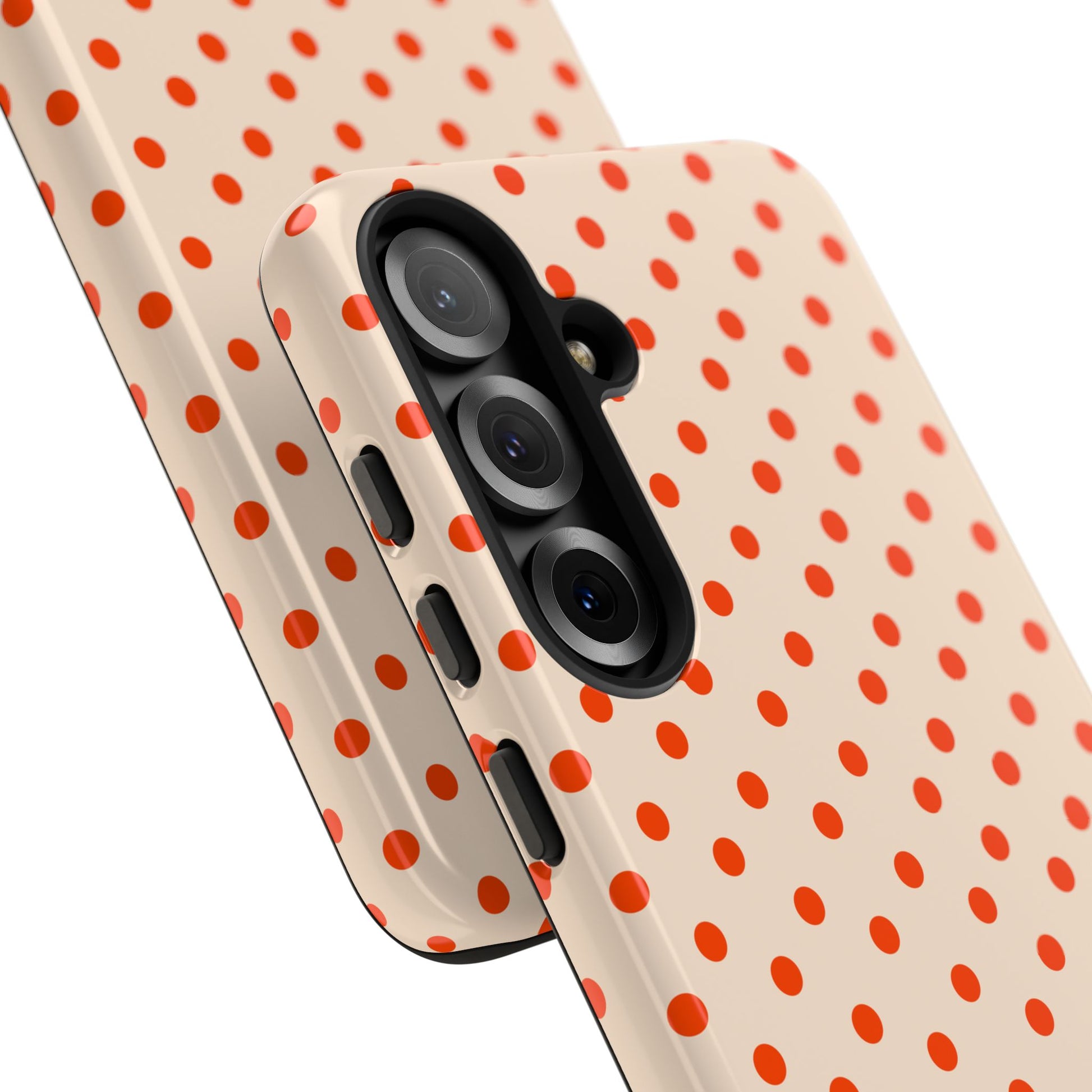 Orange Red On Cream Polka Dot Tough Case