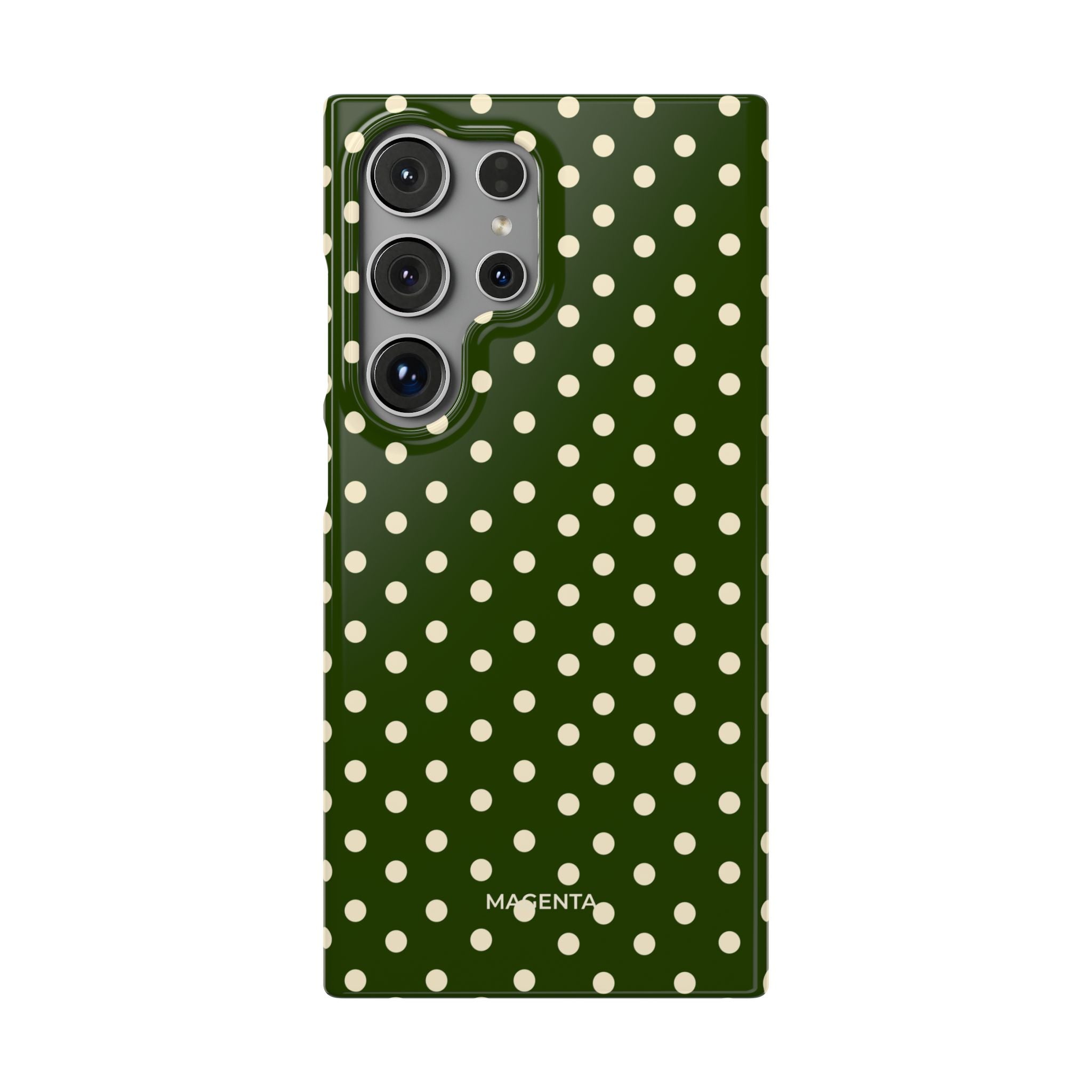 Cream On Dark Olive Polka Dot Snap Case