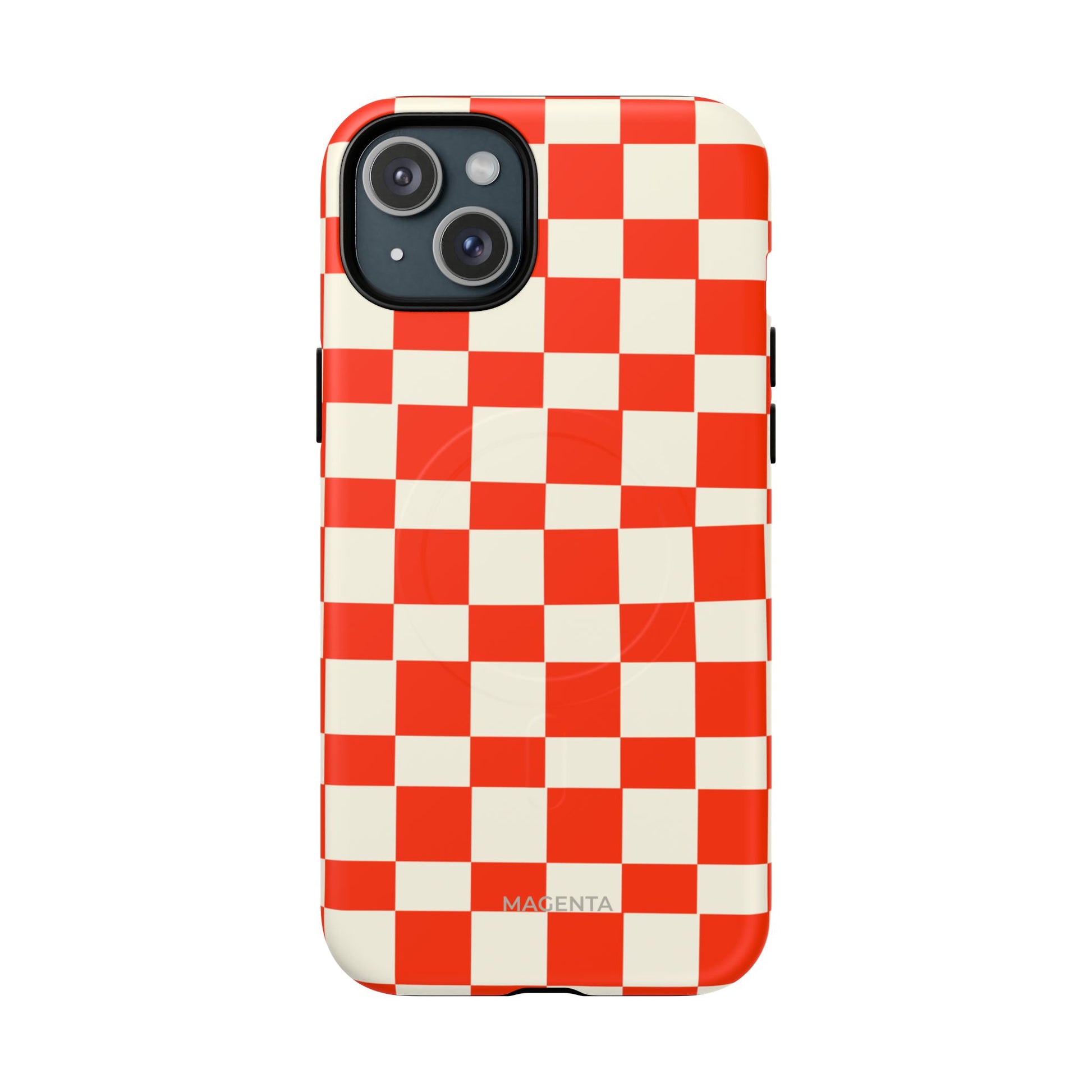 Red & Off White Check Tough Magnetic Case