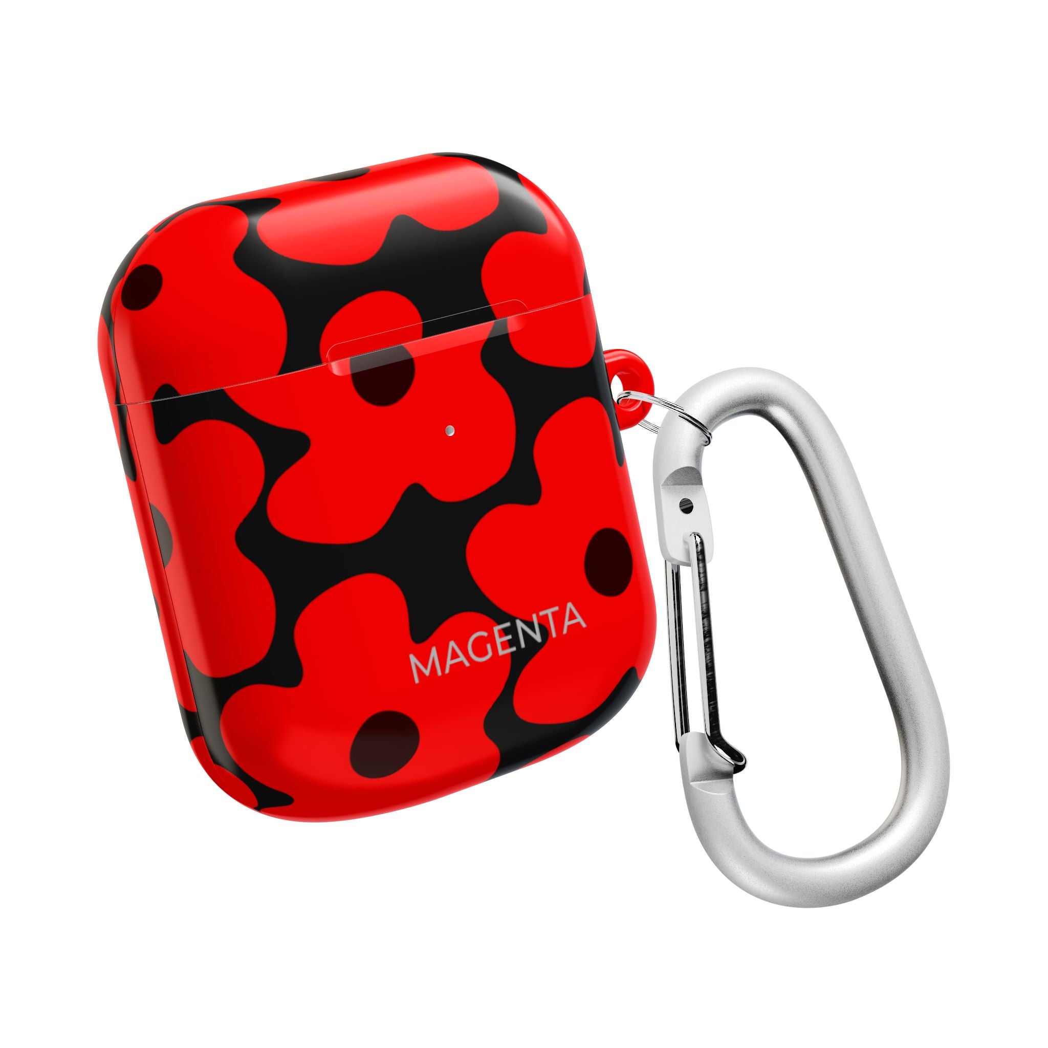 Red Floral AirPods Case - Red On Black