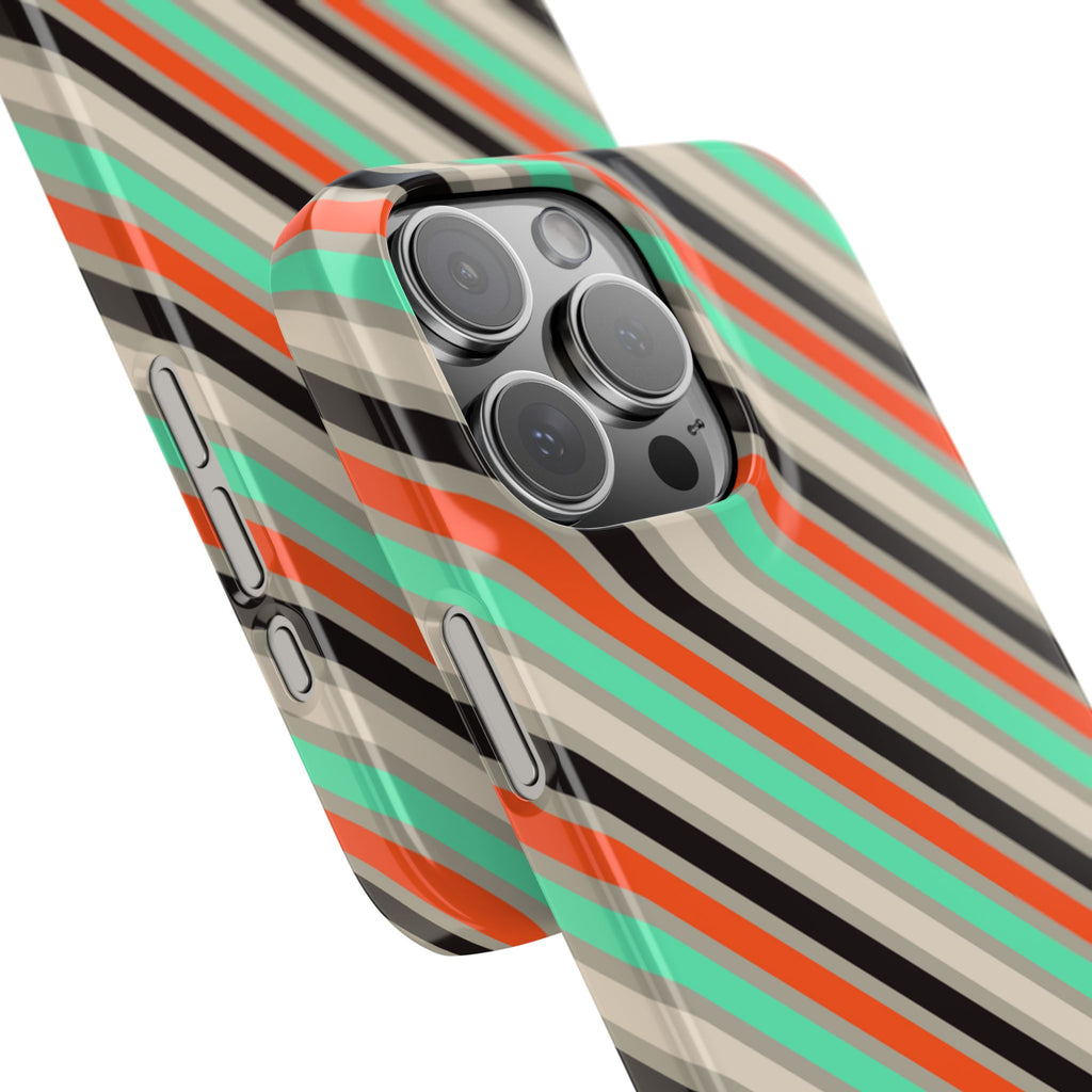Mint-Coral Stripes Snap Case