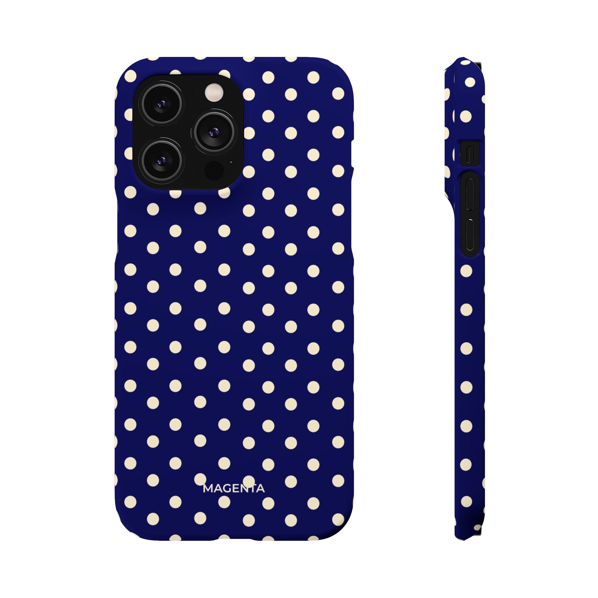 Cream on Navy Polka Dot Snap Case