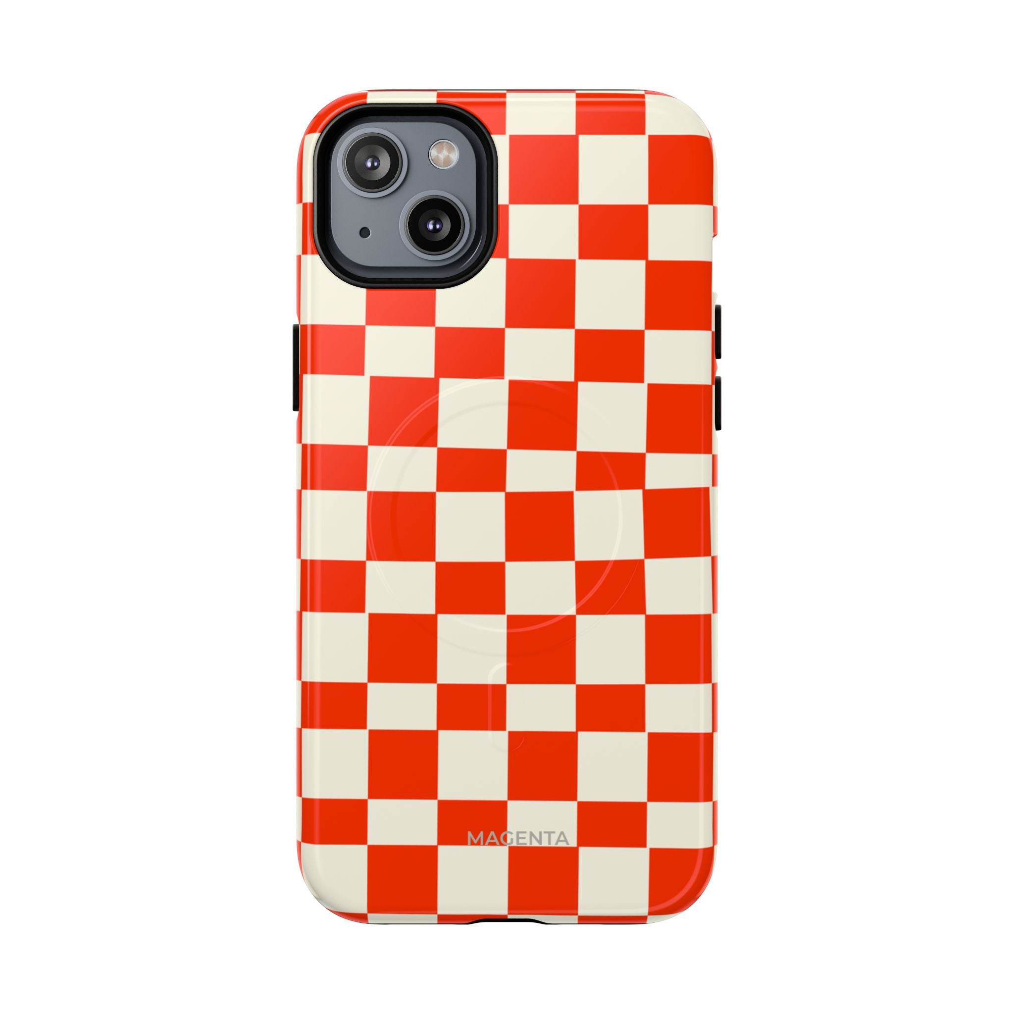 Red & Off White Check Tough Magnetic Case