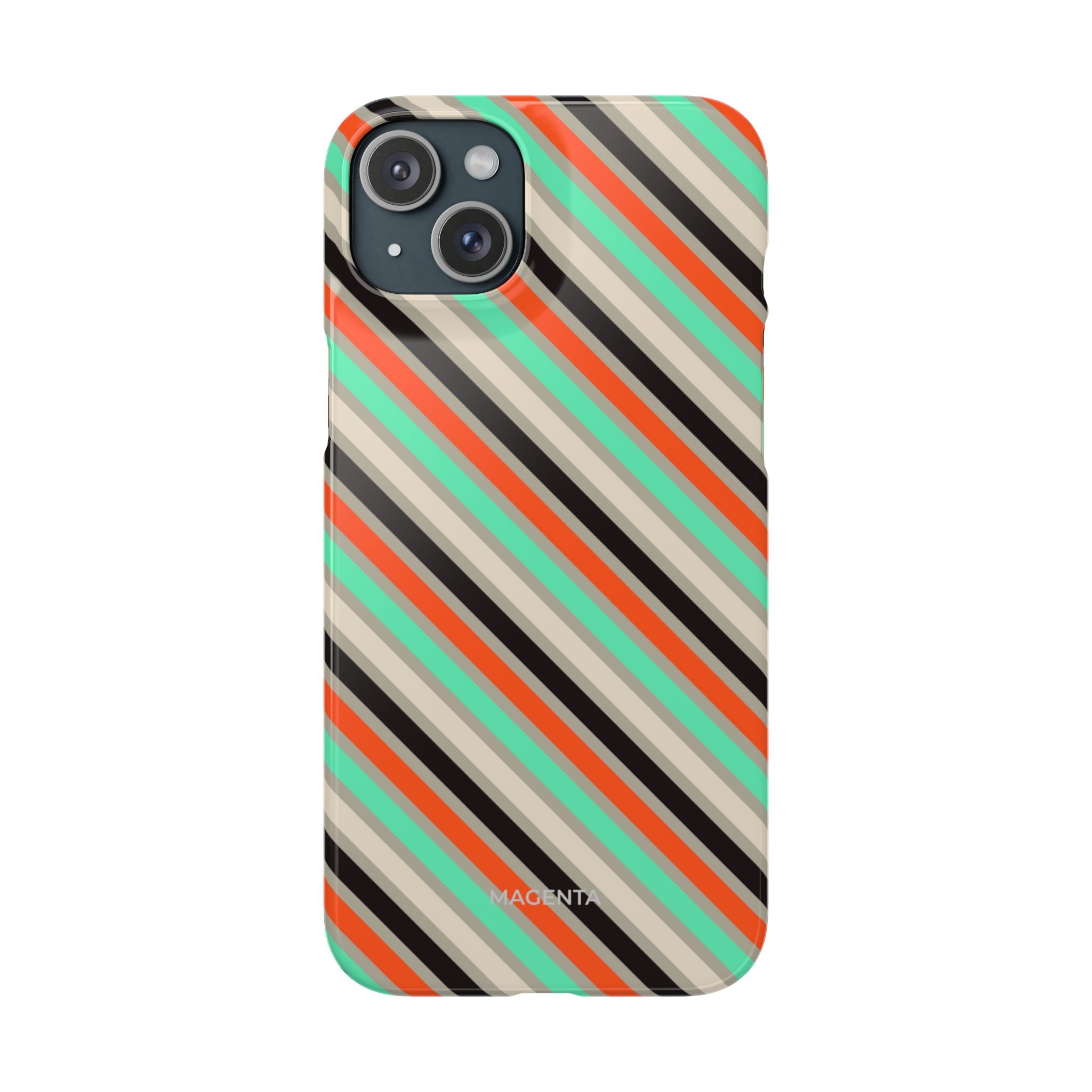 Mint-Coral Stripes Snap Case