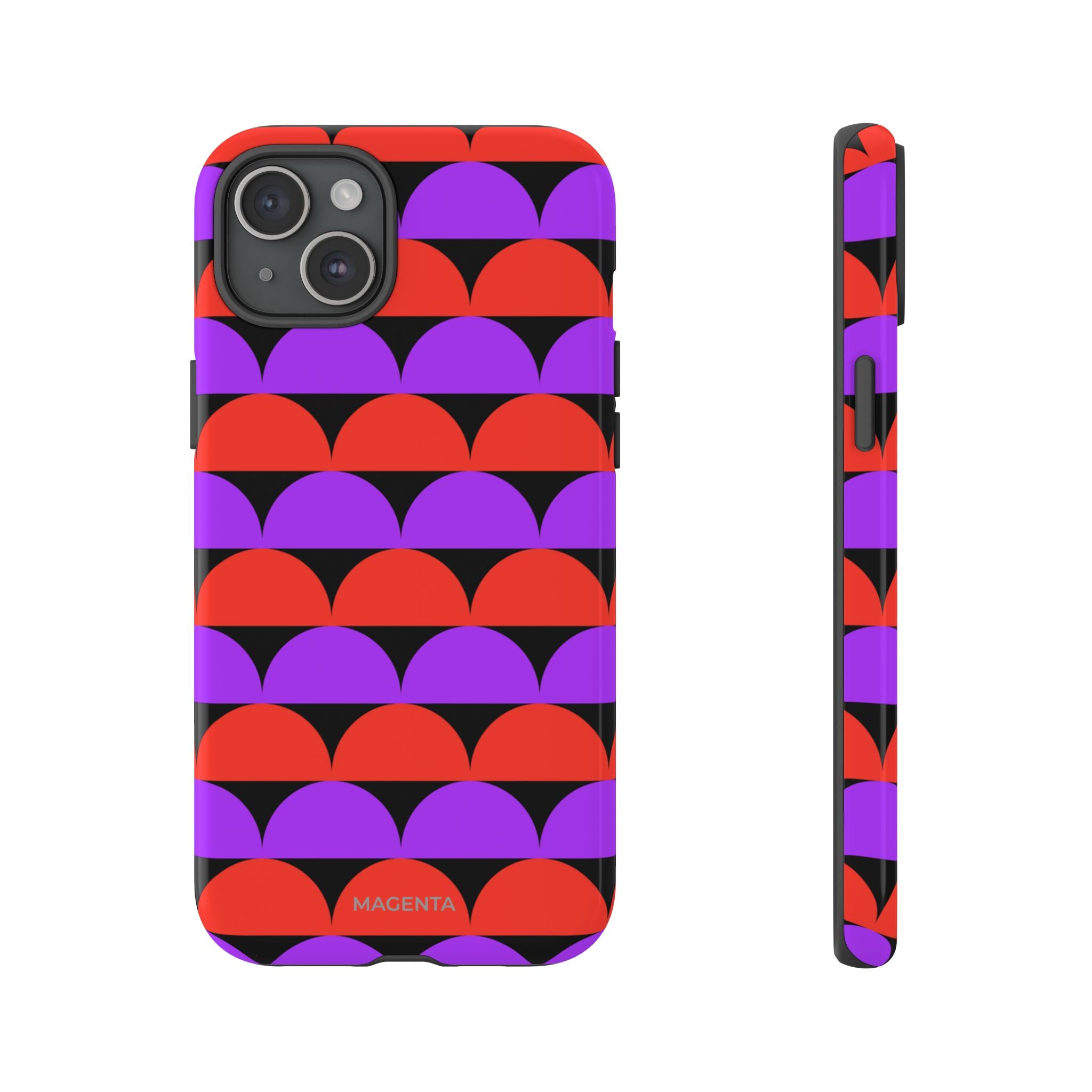 Half-Circles Purple-Red on Black Tough Case