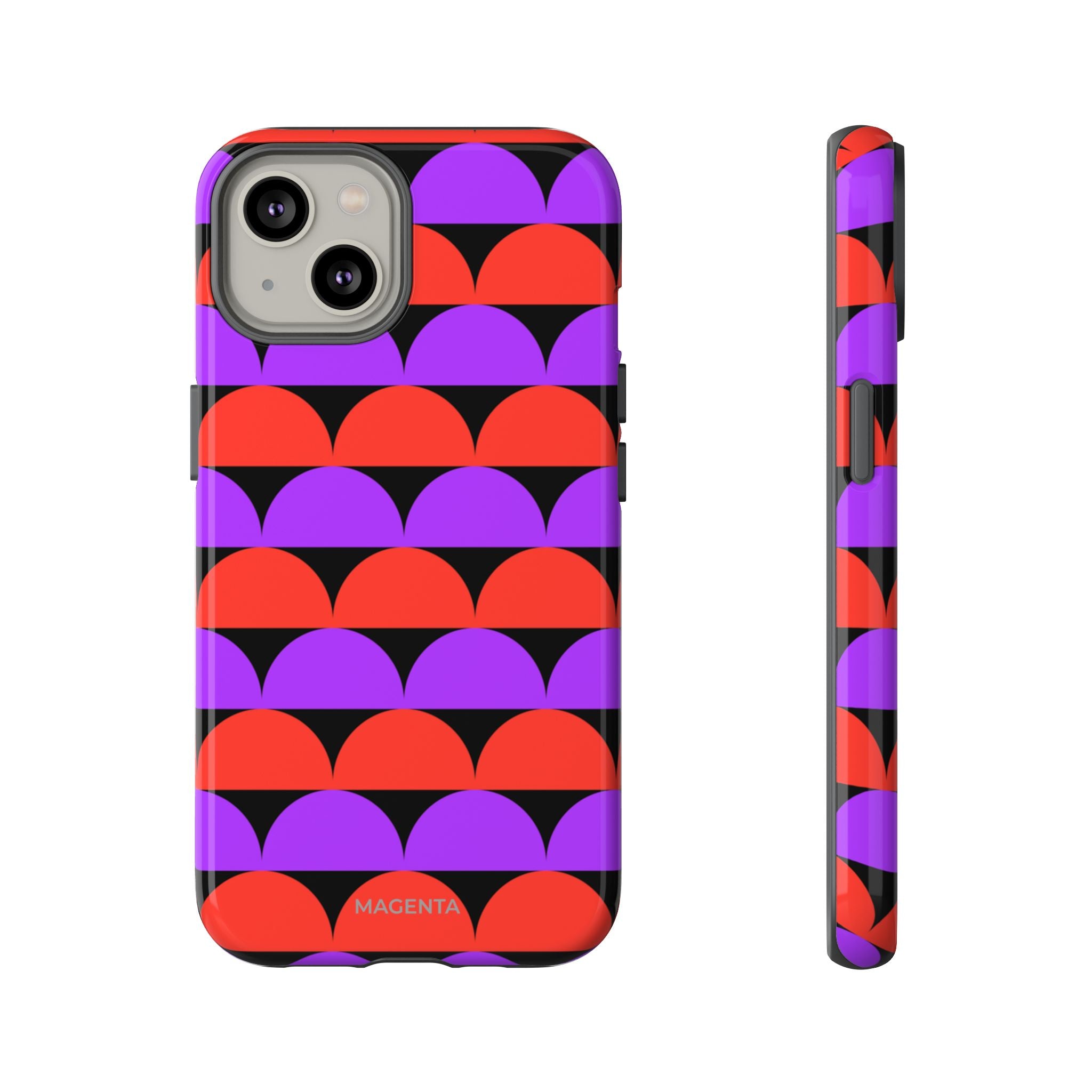 Half-Circles Purple-Red on Black Tough Case