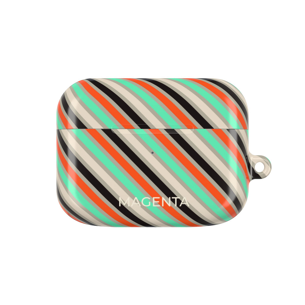 Mint-Coral Stripes AirPods Pro Gen 1 Case