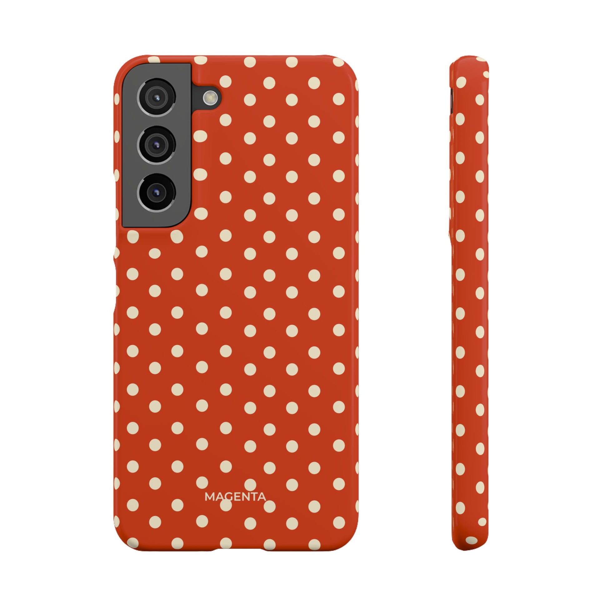 Cream On Dark Orange Red Polka Dot Snap Case