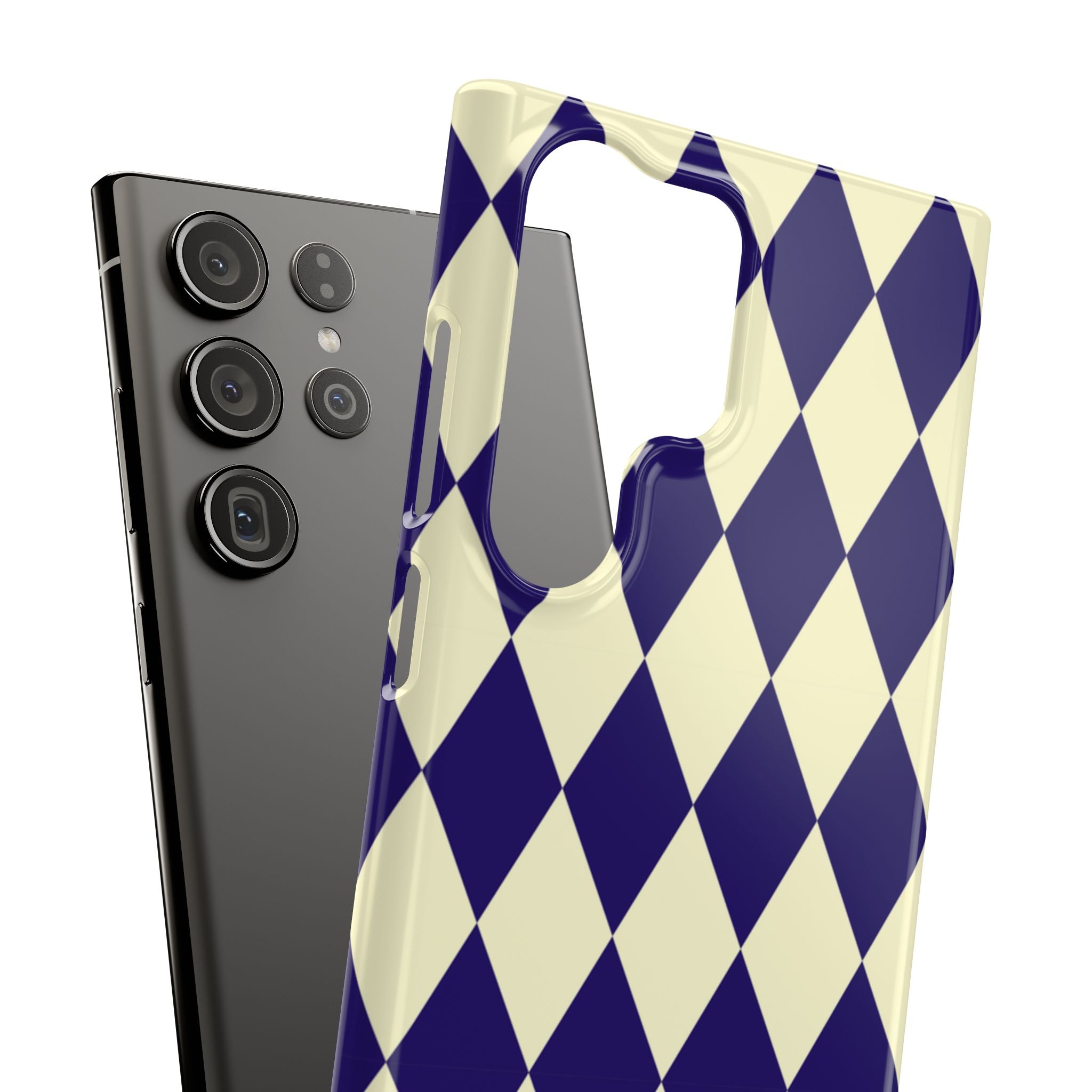 Navy & Cream Geometric Snap Case