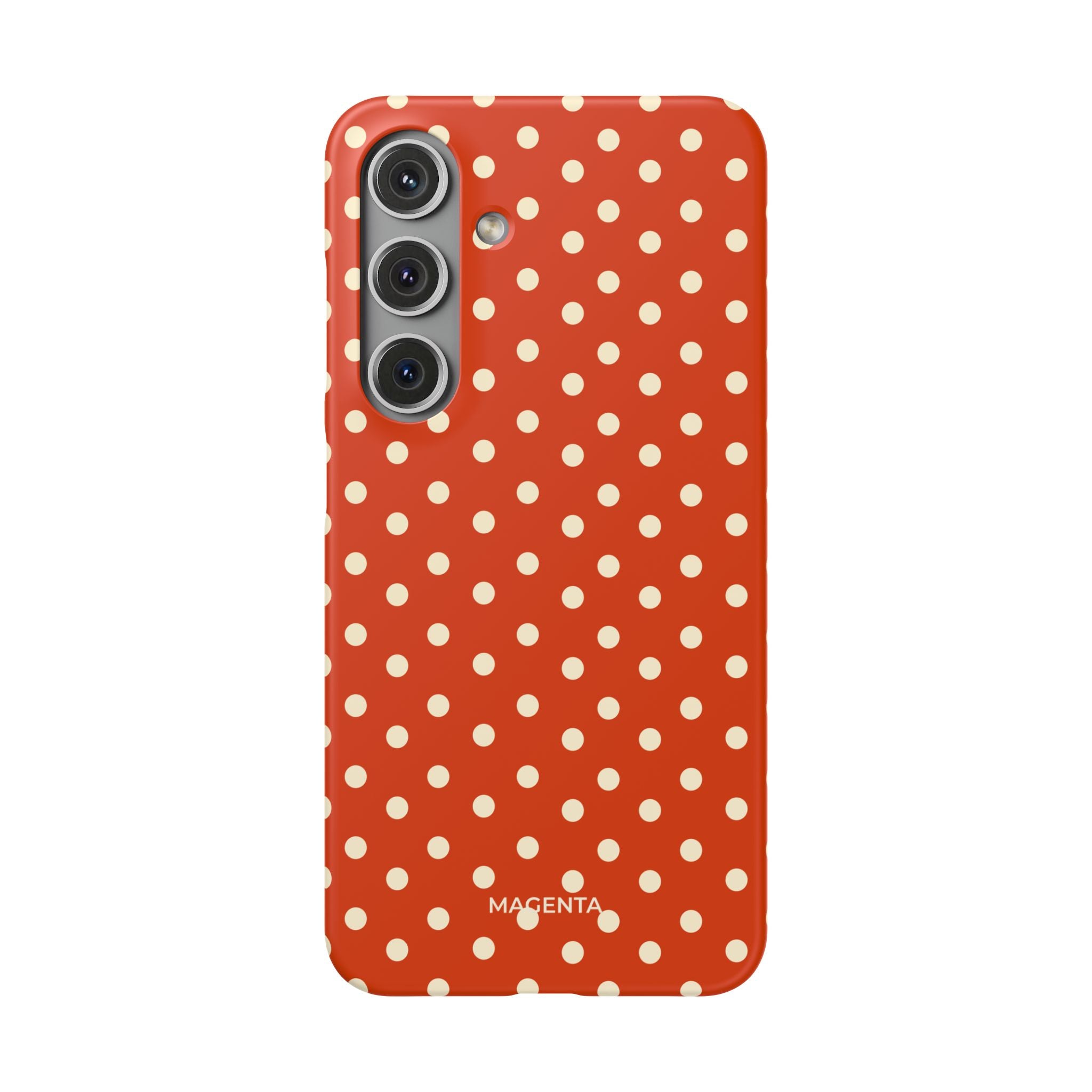 Cream On Dark Orange Red Polka Dot Snap Case