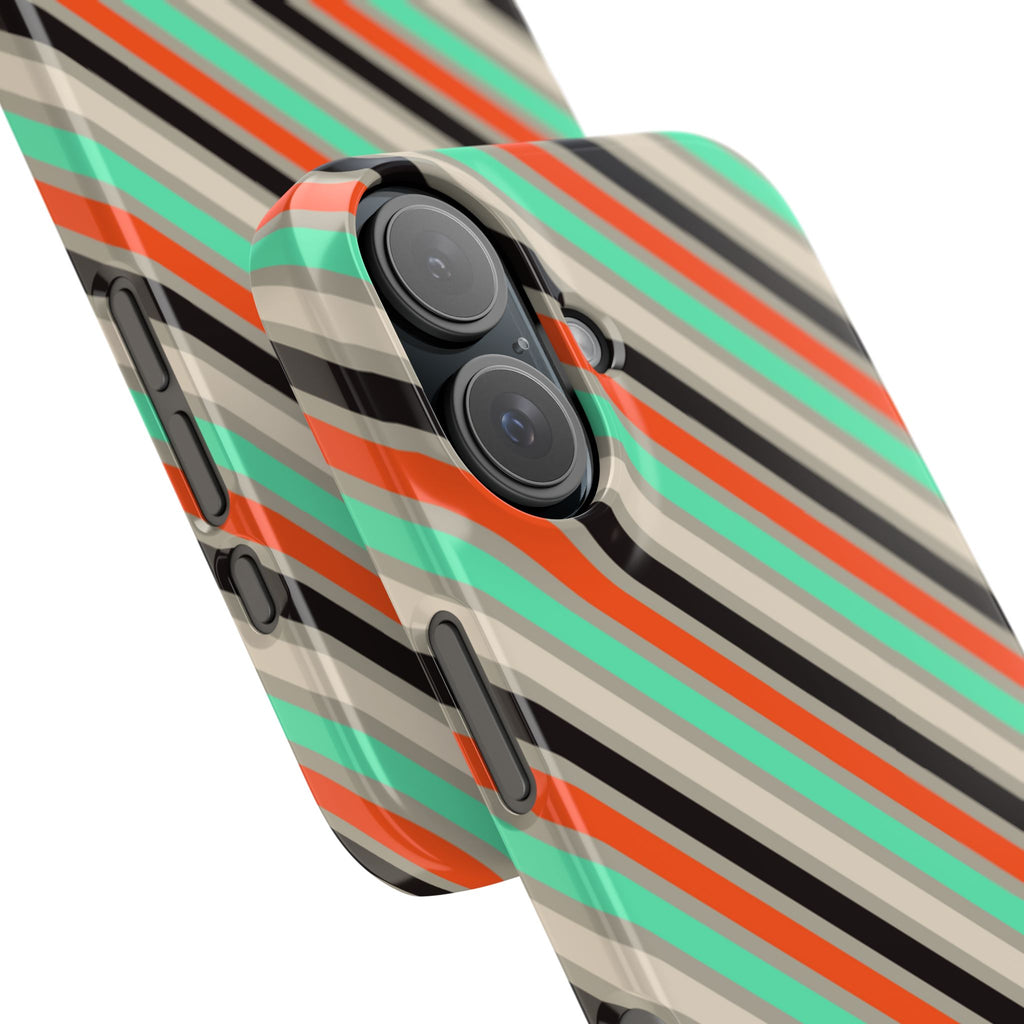 Mint-Coral Stripes Snap Case