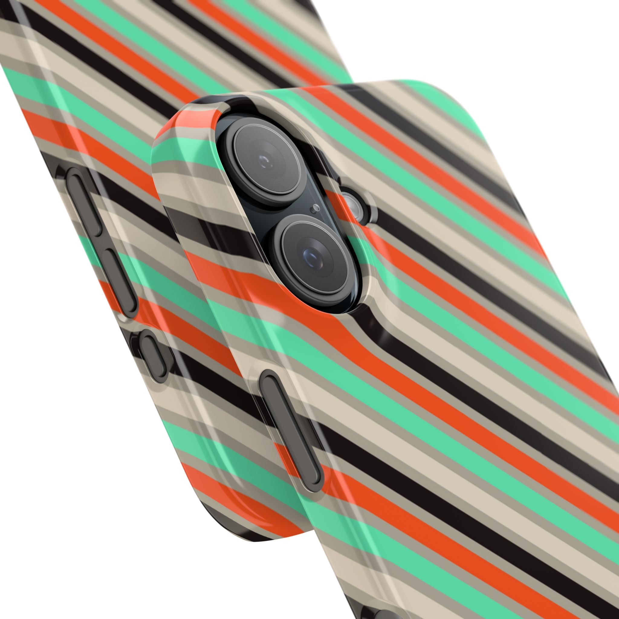 Mint-Coral Stripes Snap Case
