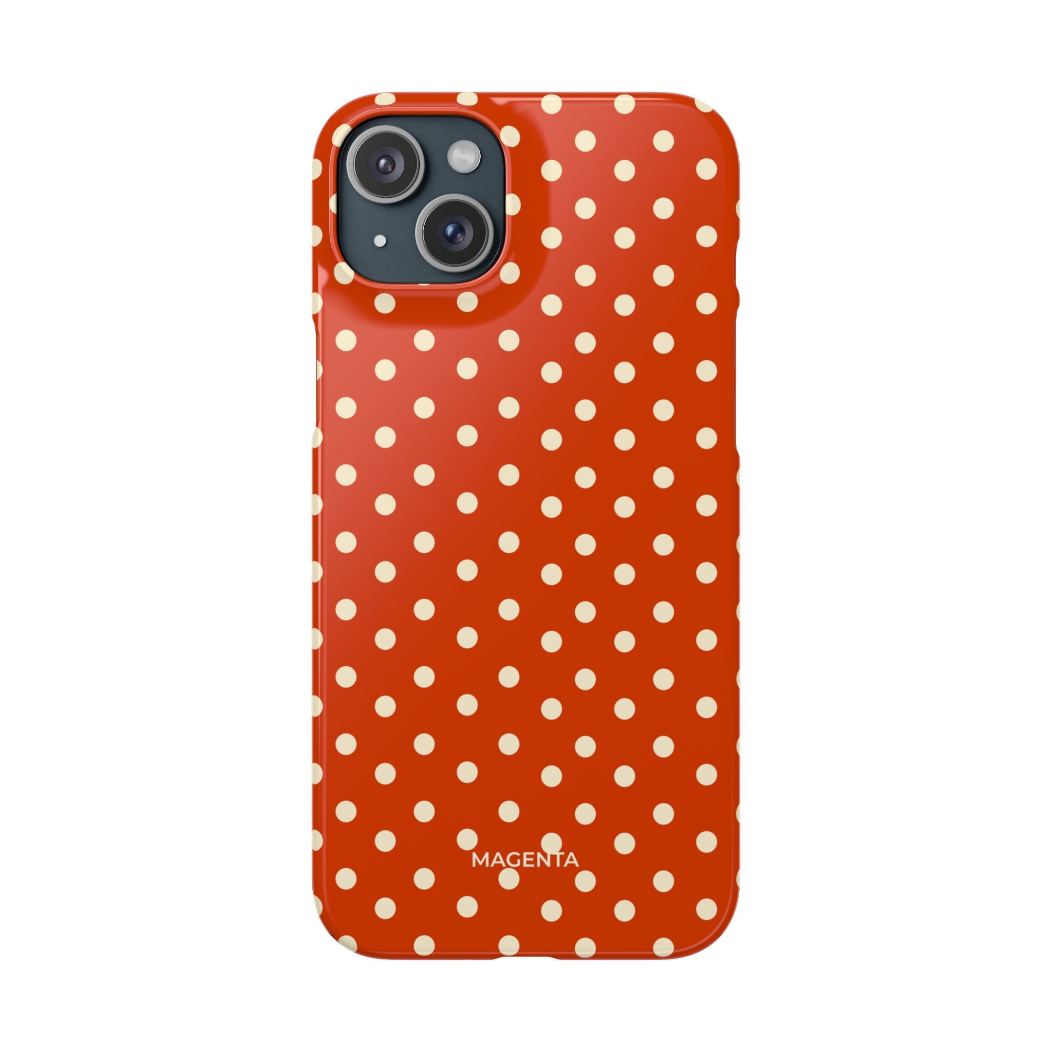 Cream on Dark Orange Red Polka Dot Snap Case