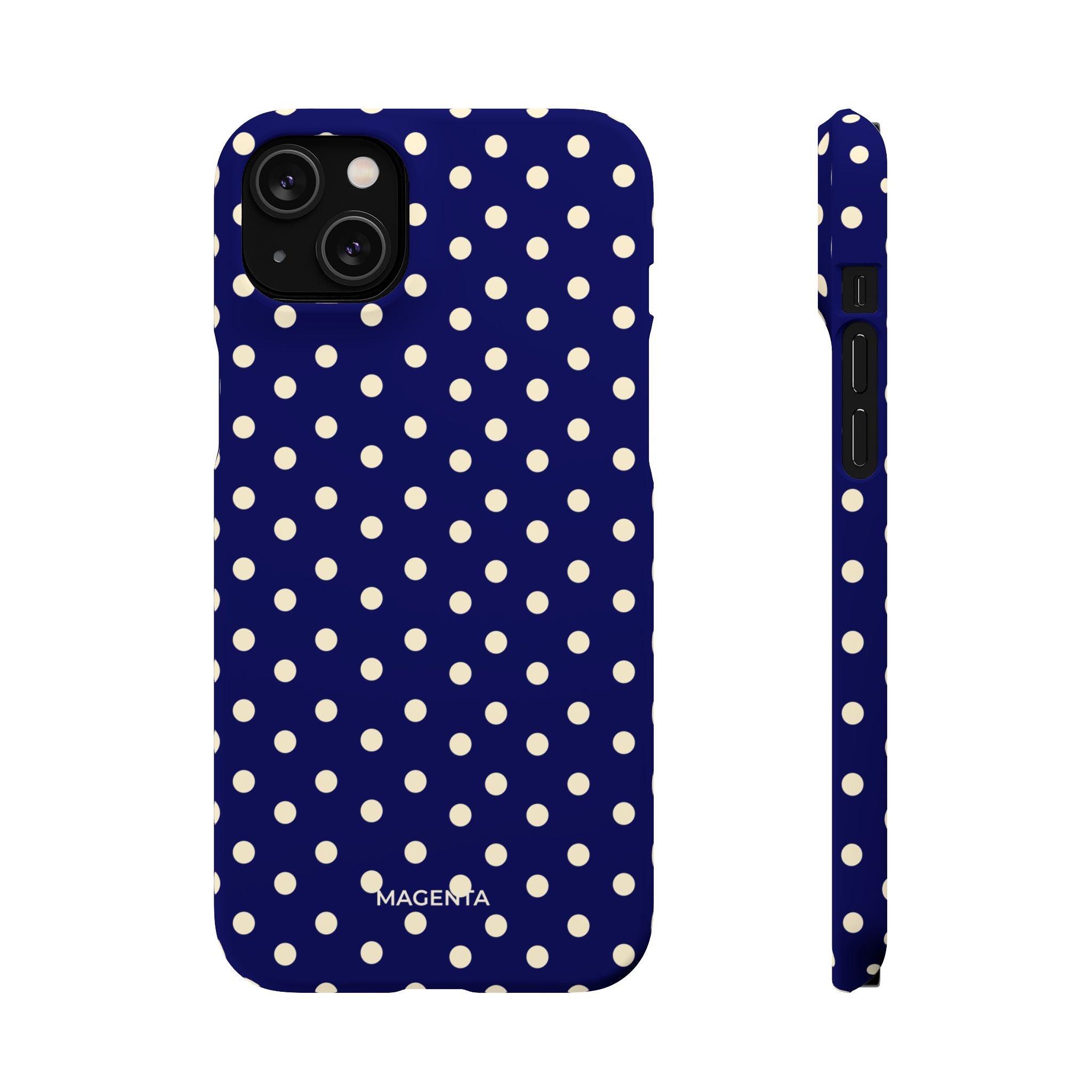 Cream on Navy Polka Dot Snap Case