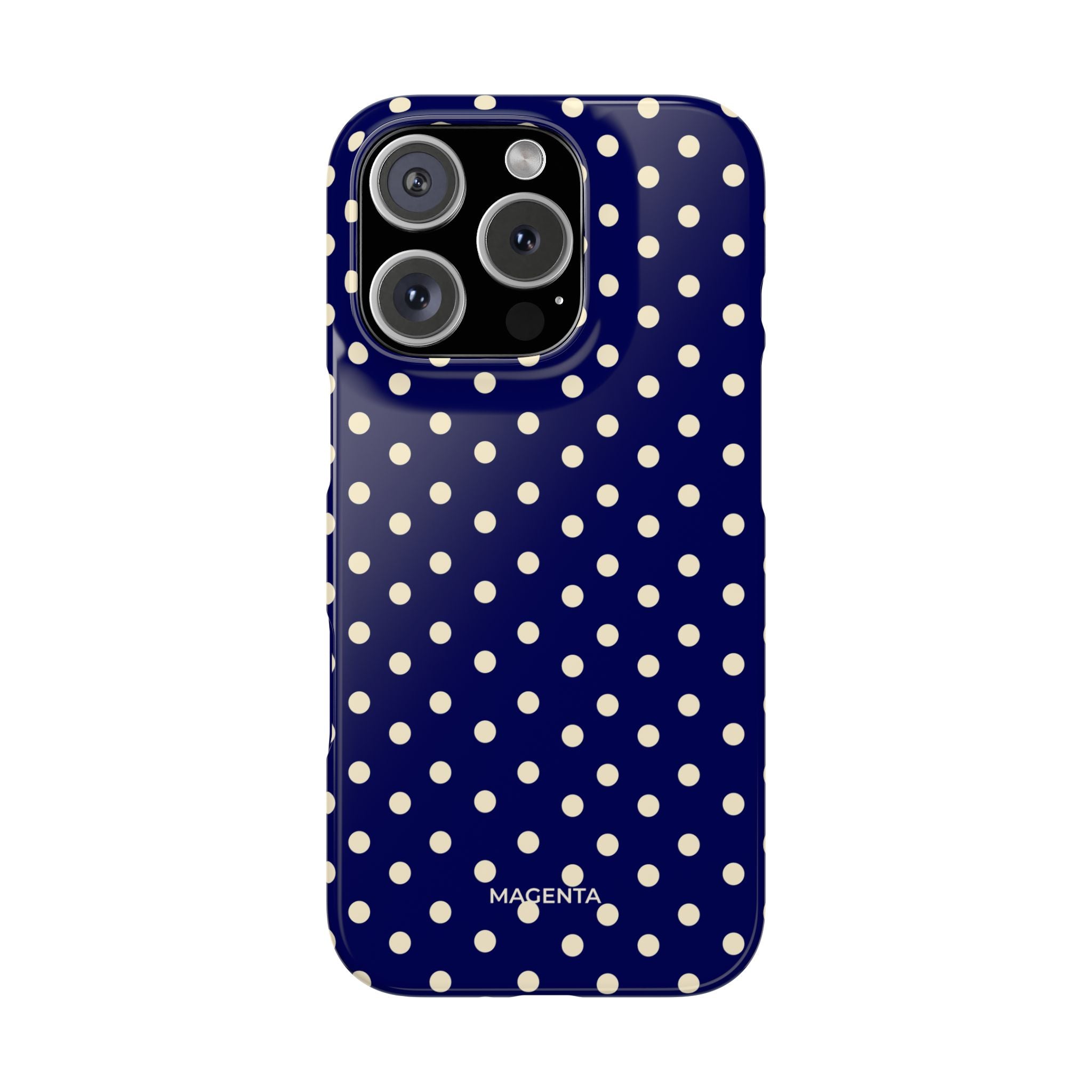 Cream on Navy Polka Dot Snap Case
