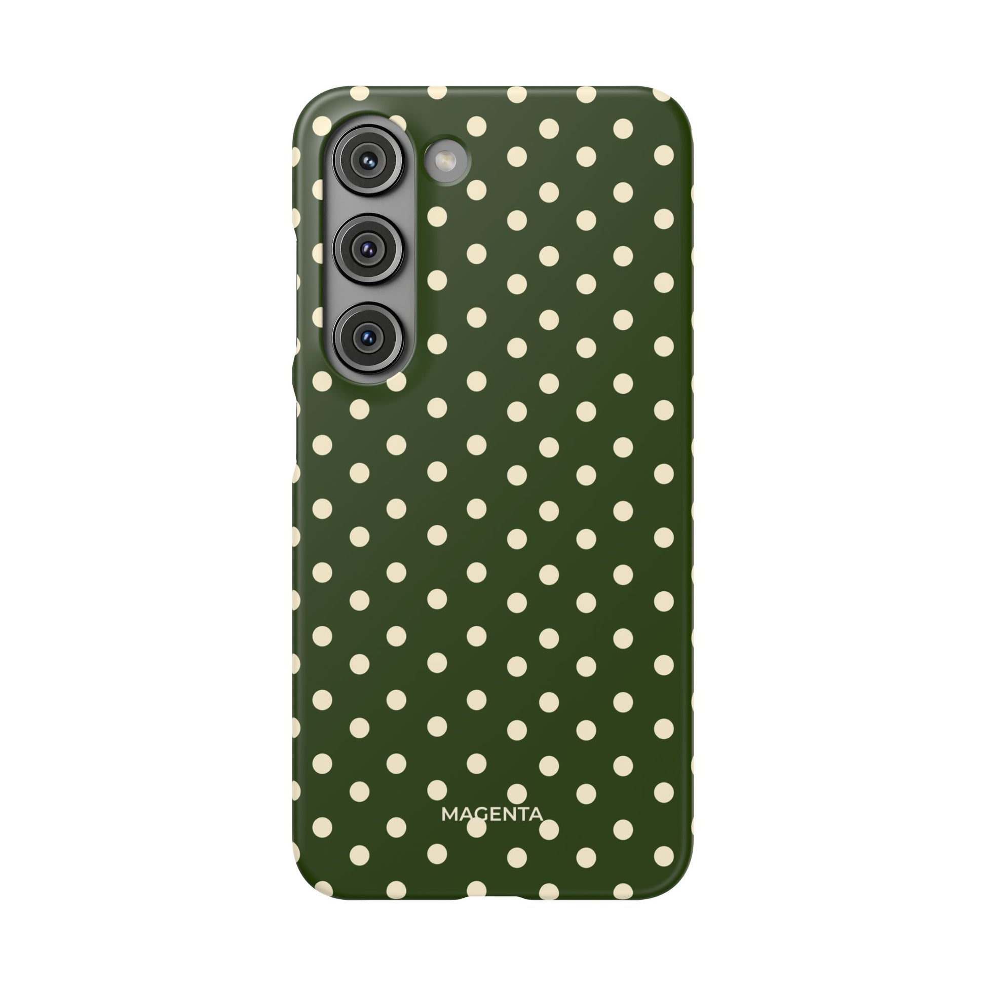 Cream On Dark Olive Polka Dot Snap Case