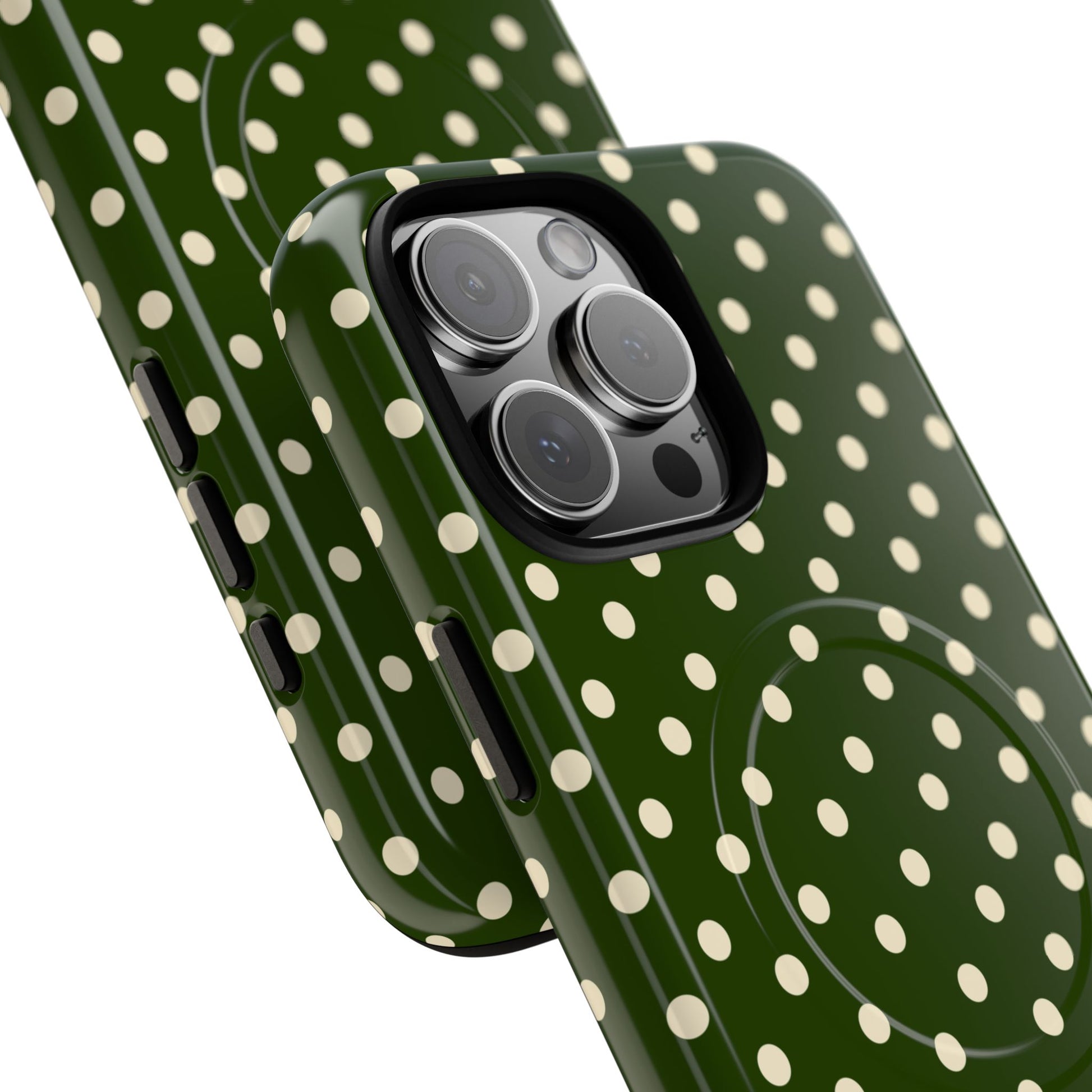 Cream On Dark Olive Tough Magnetic Case