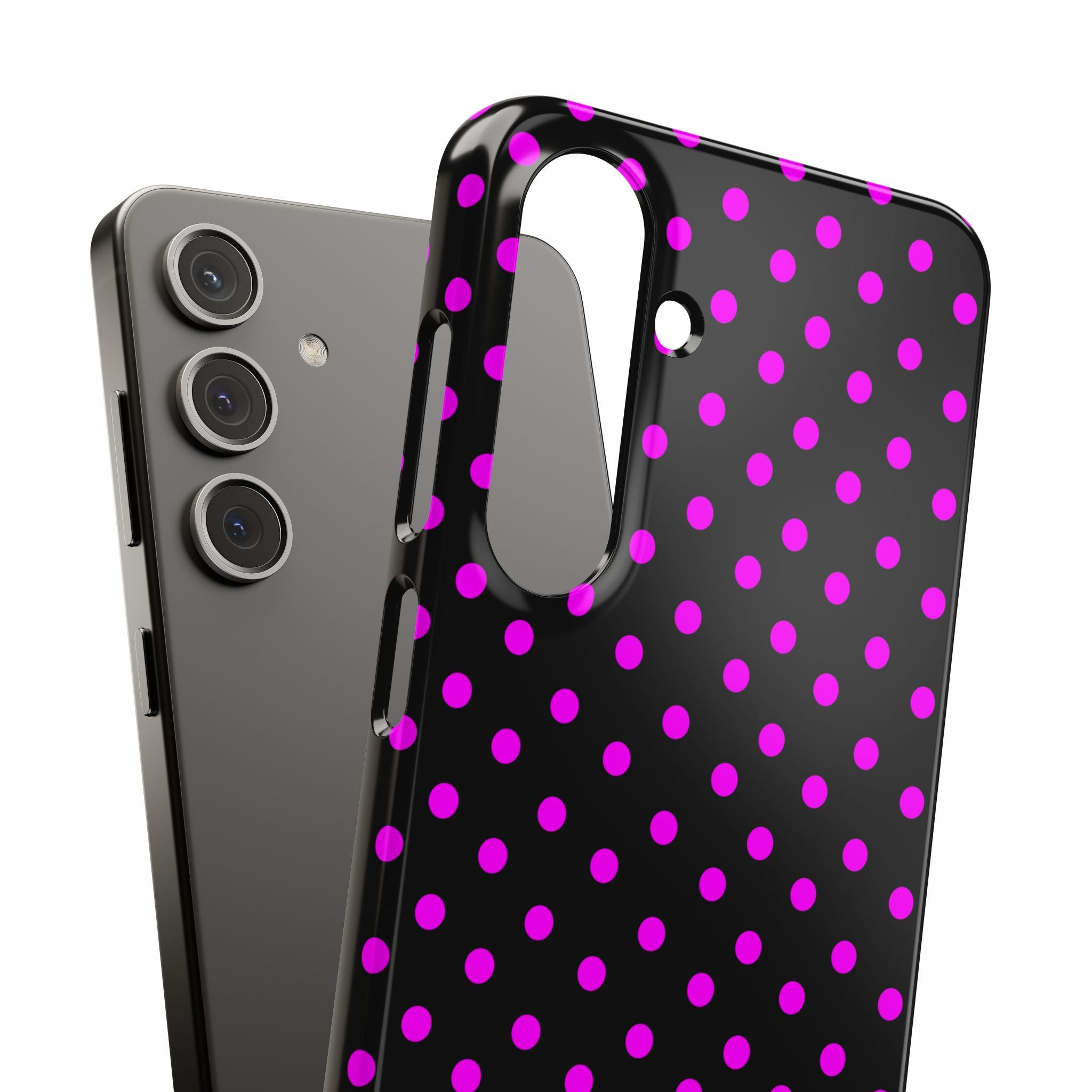 Magenta On Black Polka Dot Snap Case