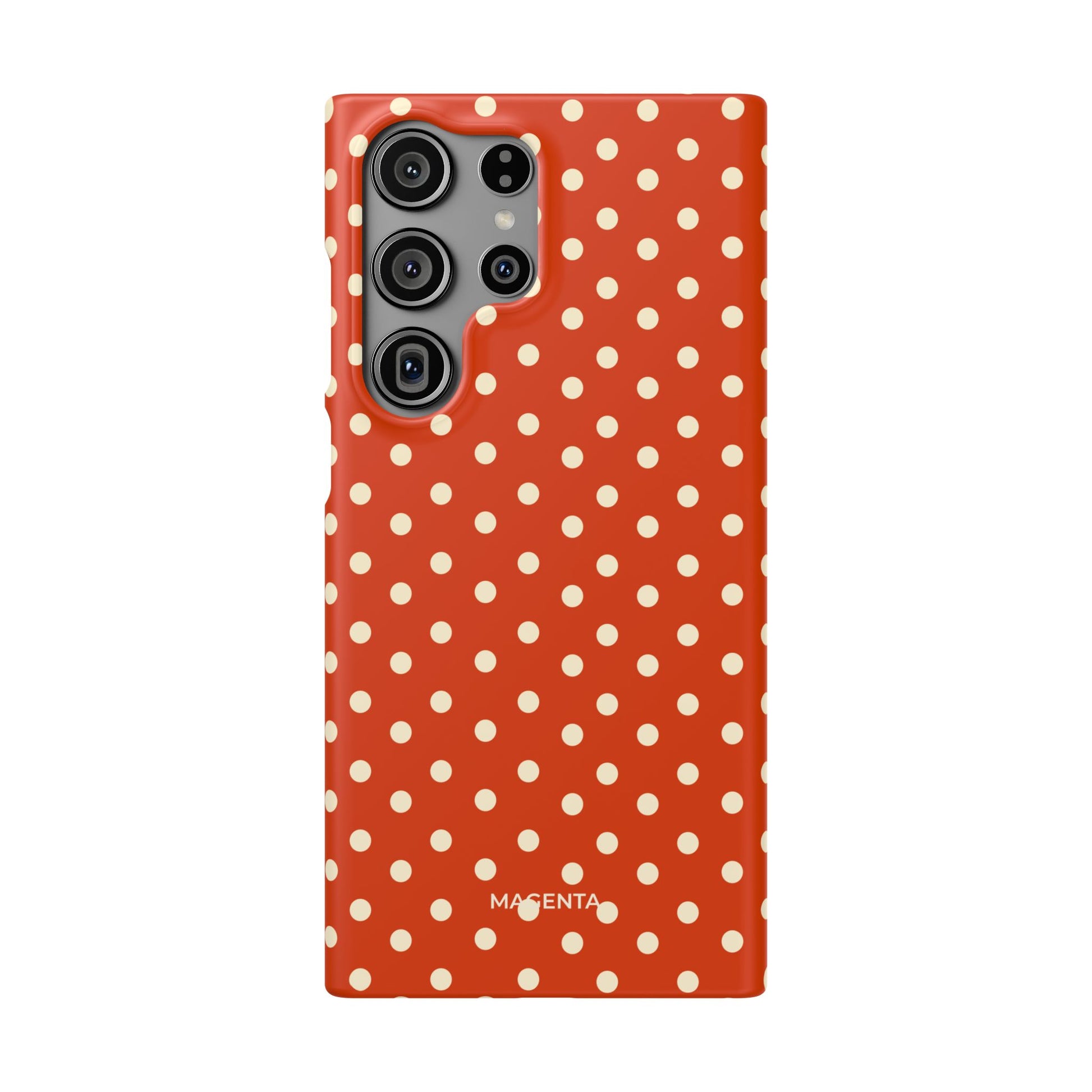 Cream On Dark Orange Red Polka Dot Snap Case