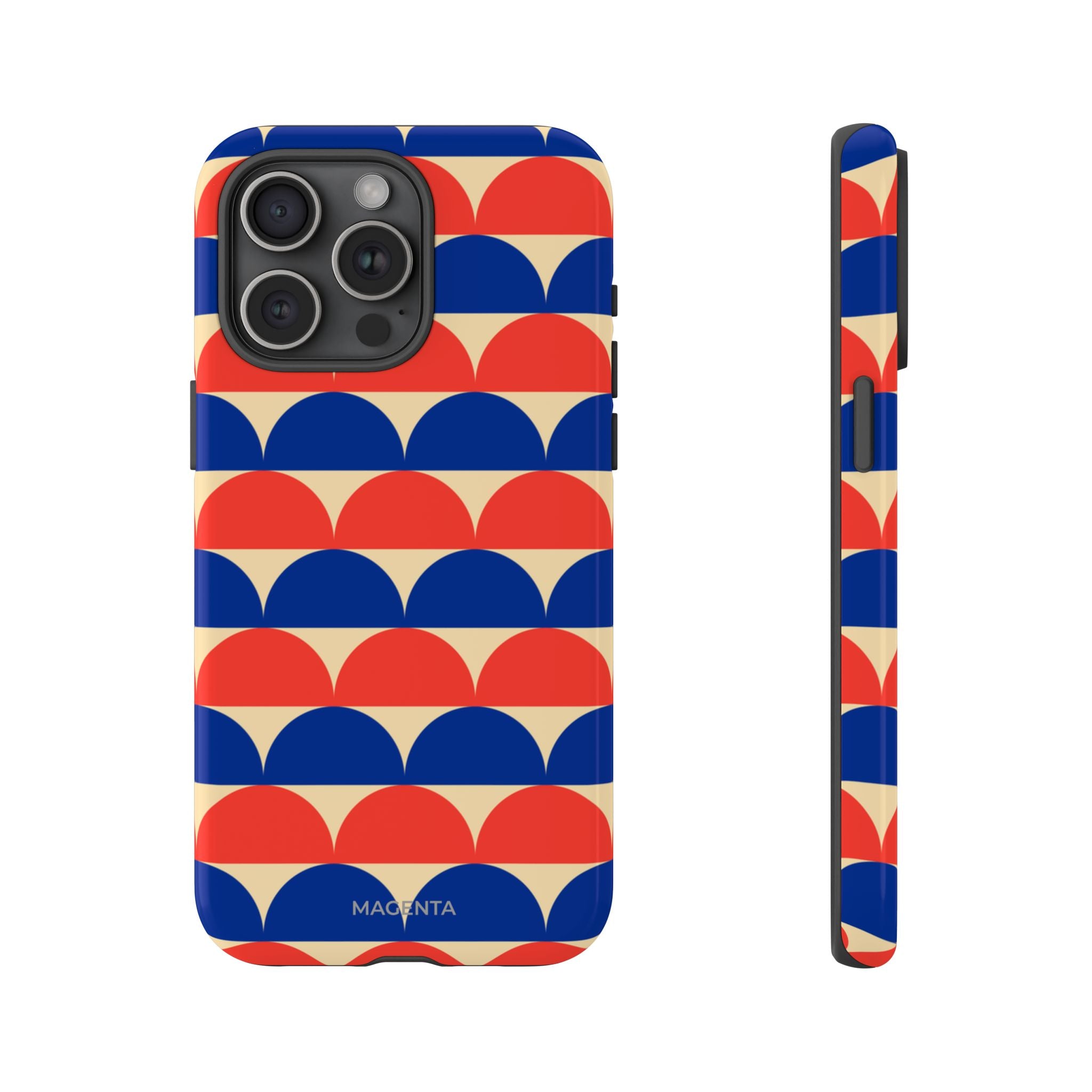 Half-Circles Blue-Red on Cream Tough Case