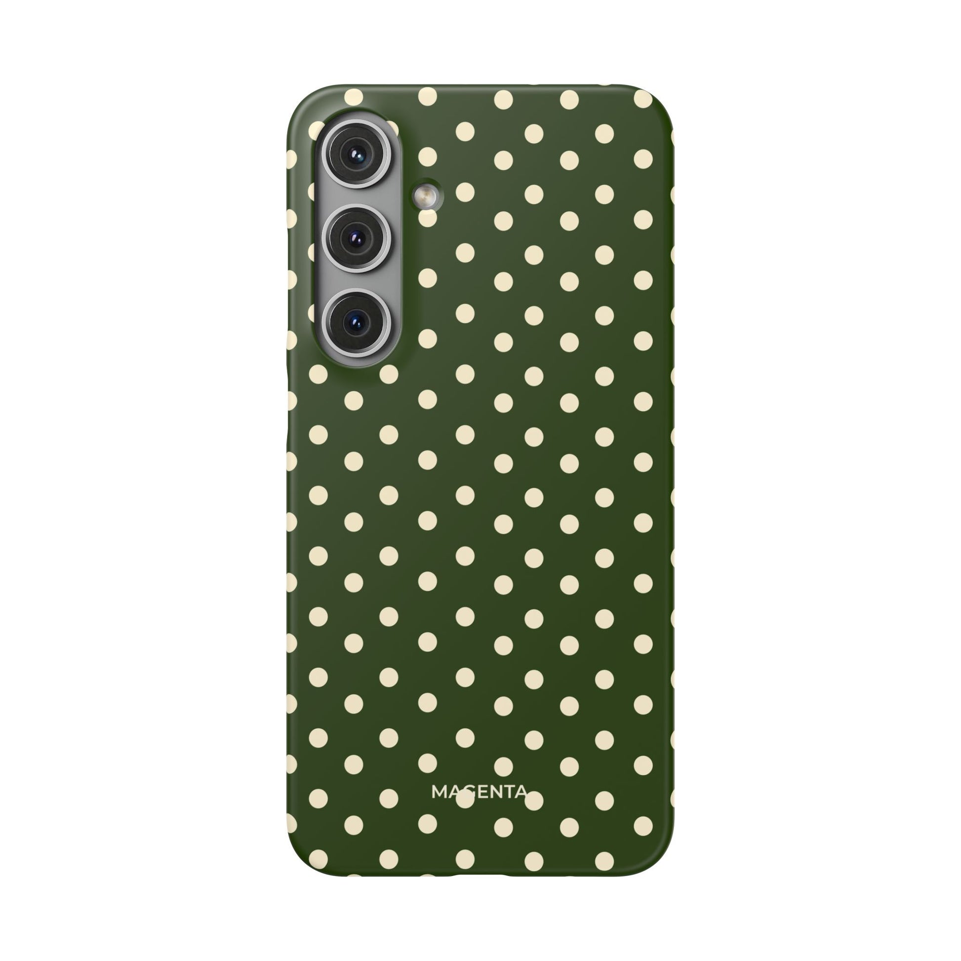 Cream On Dark Olive Polka Dot Snap Case